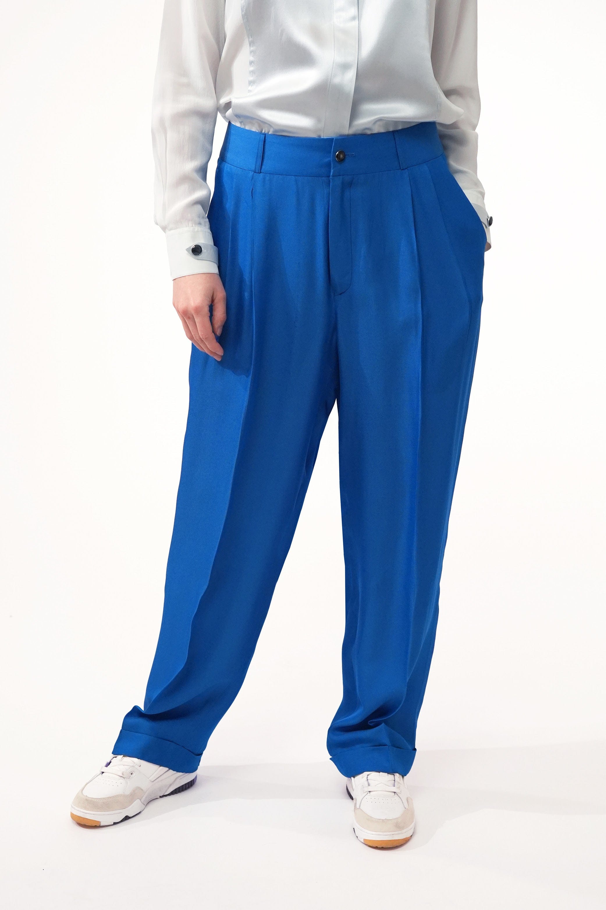 ANTIK azul - silk wide leg comfort pant