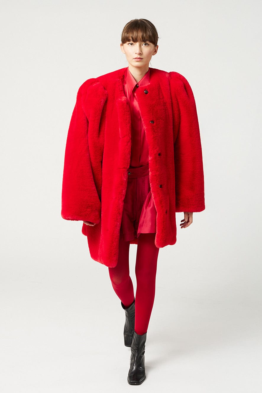 GATSBY red - faux fur coat