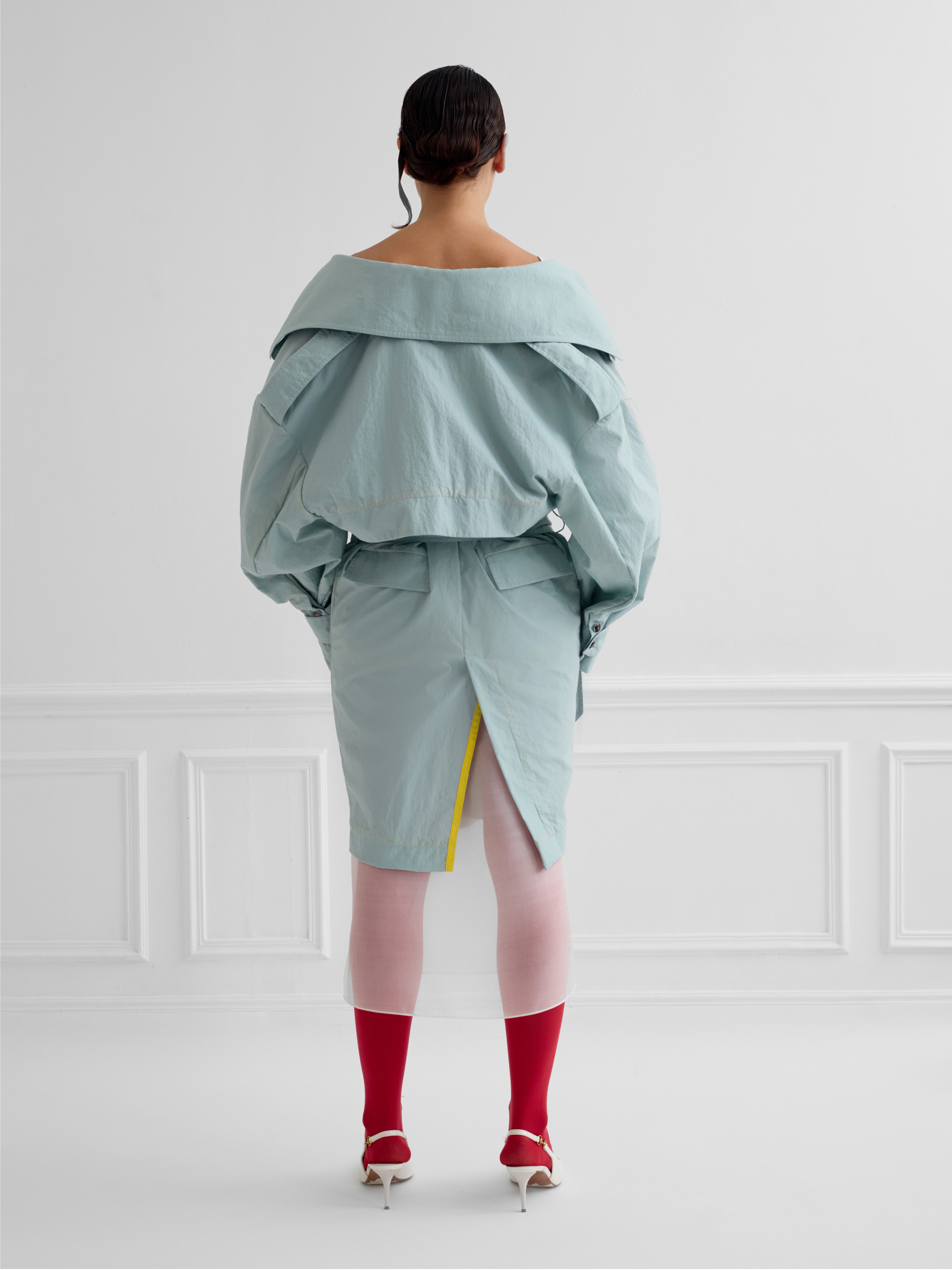 ASHIN mist green - nylon tulip trench coat