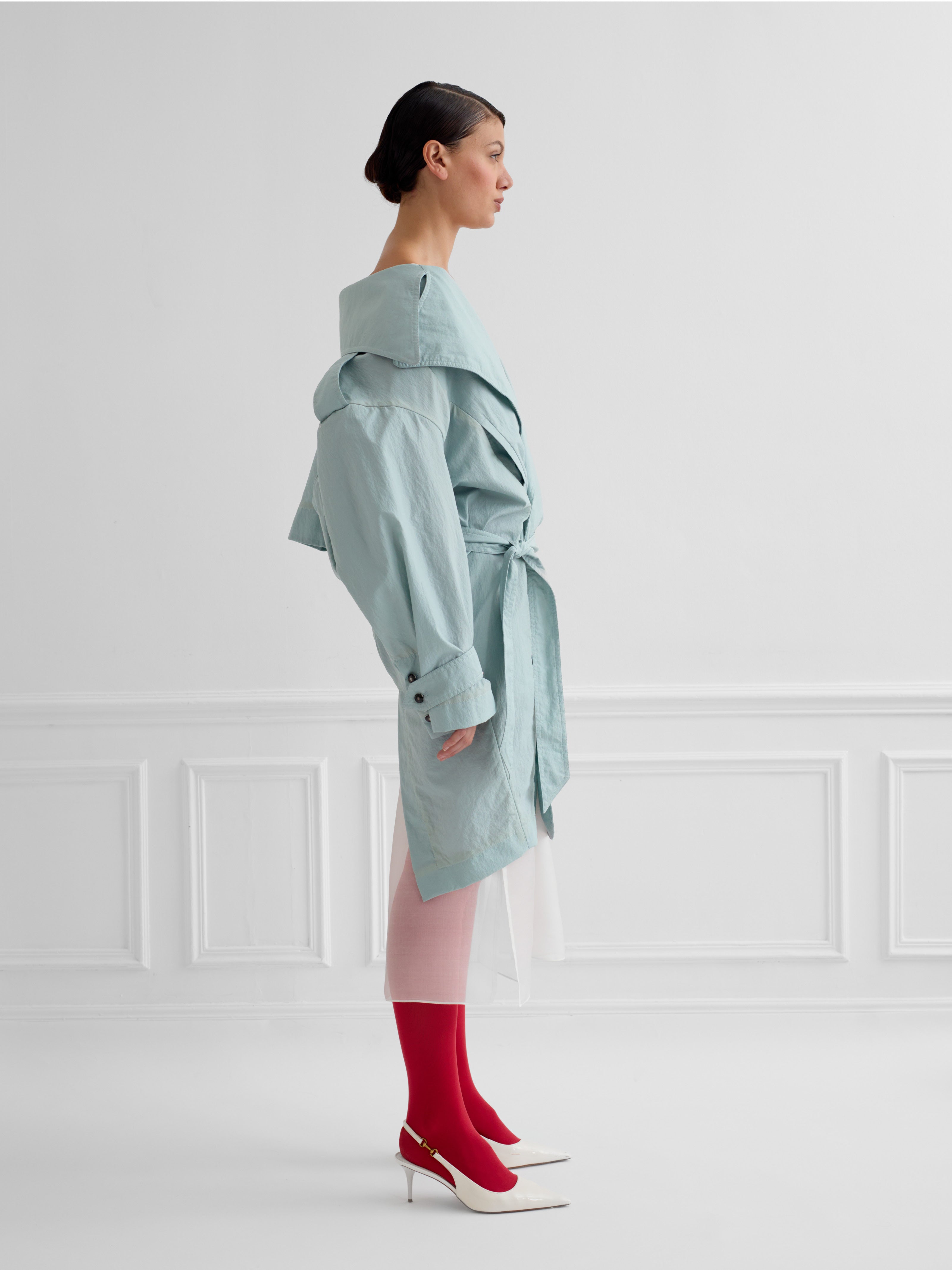 ASHIN mist green - nylon tulip trench coat