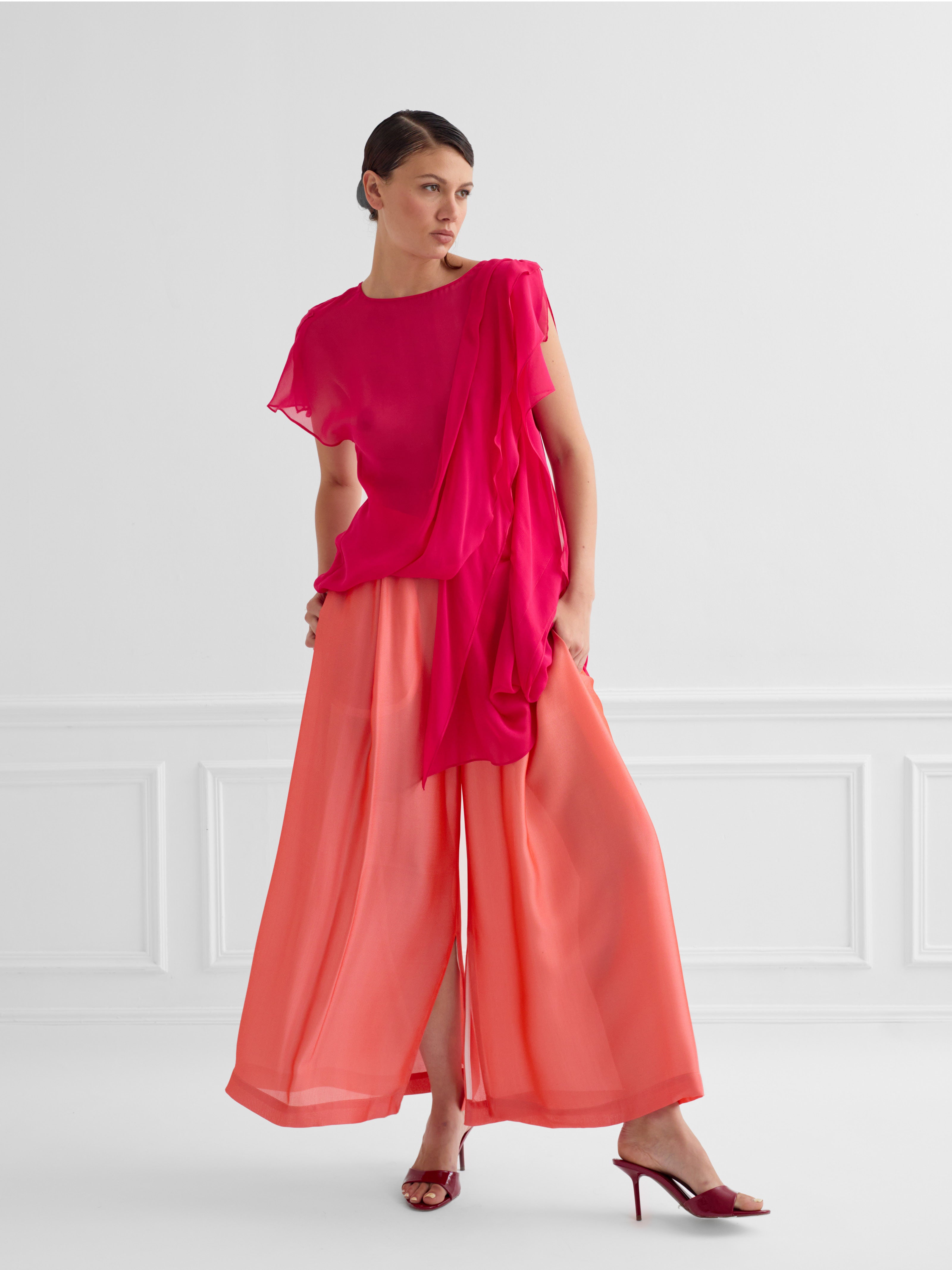 ATHE fuchsia - silk draped top