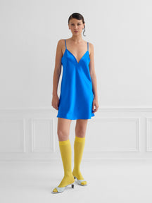 Cosy B - Silk Slip Dress in Azur Blue