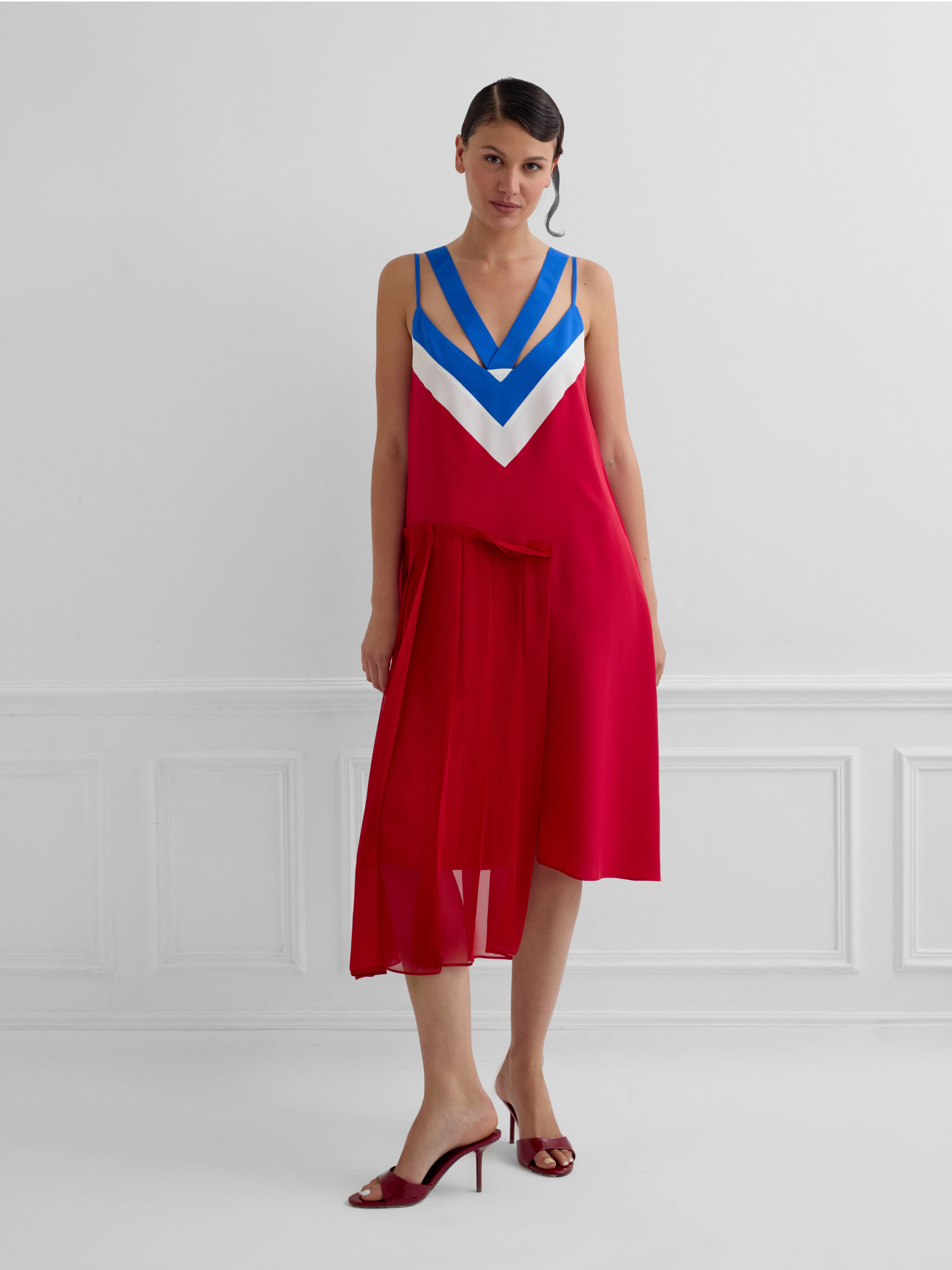 FRANCE red - midi graphic dress
