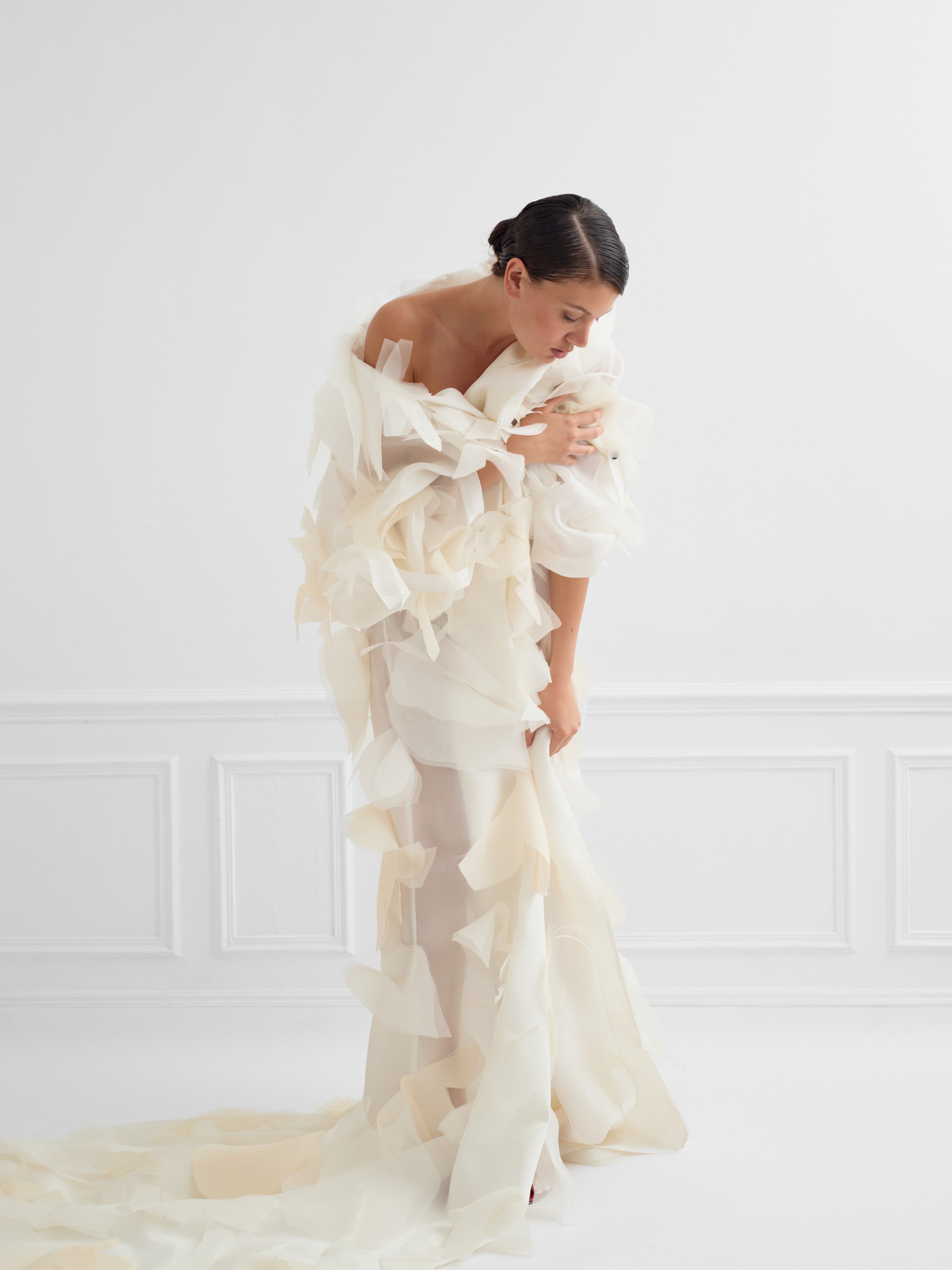 HAN LEAF ivory white - silk organza ceremonial coat