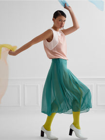 Jeju - Airy Silk Skirt in Sky Green