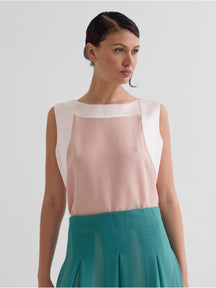 Her - Silk Boat Neck Top in Nude & Light Pink