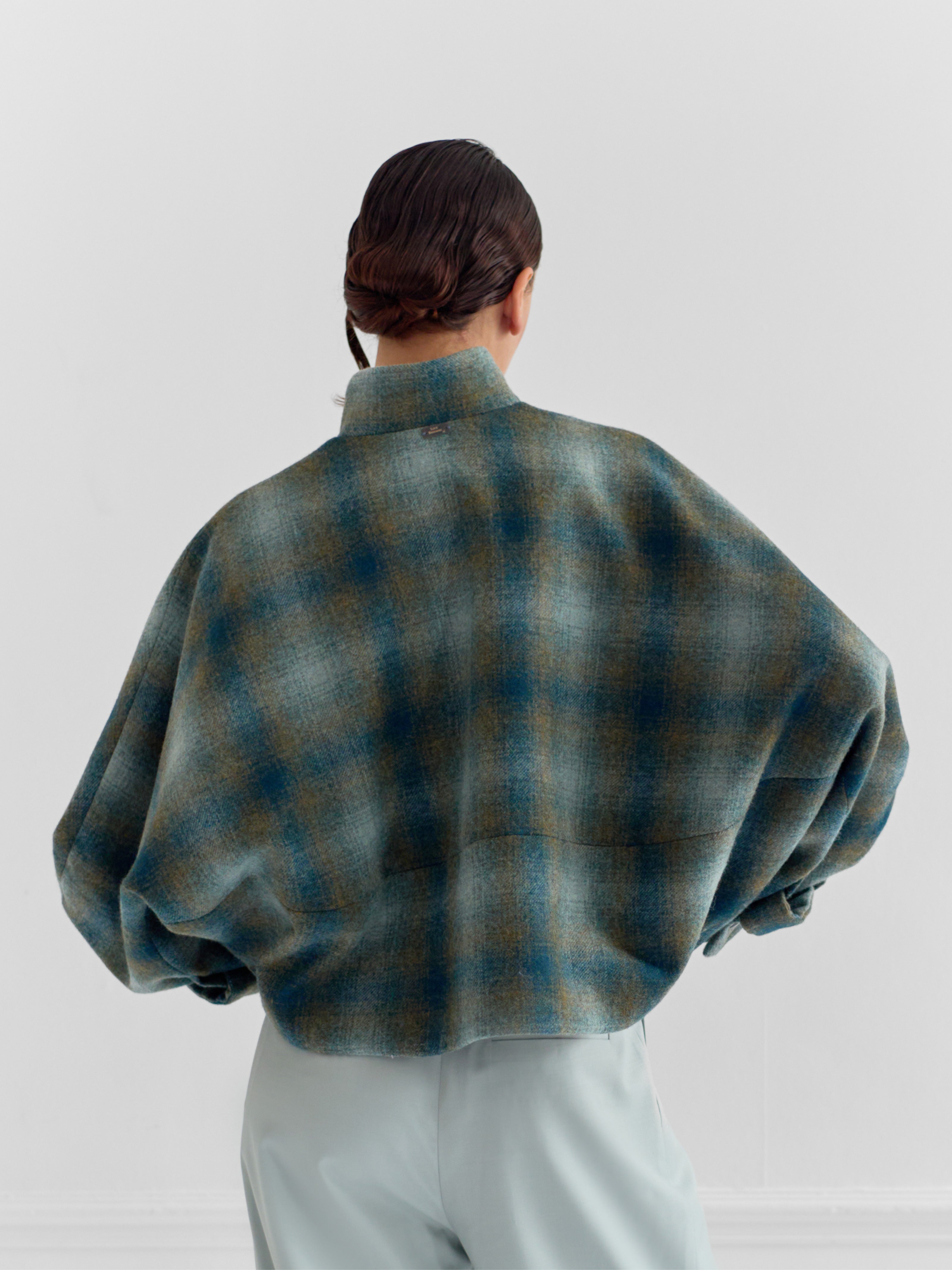 HONGDAE green gradient tartan - wool blazer