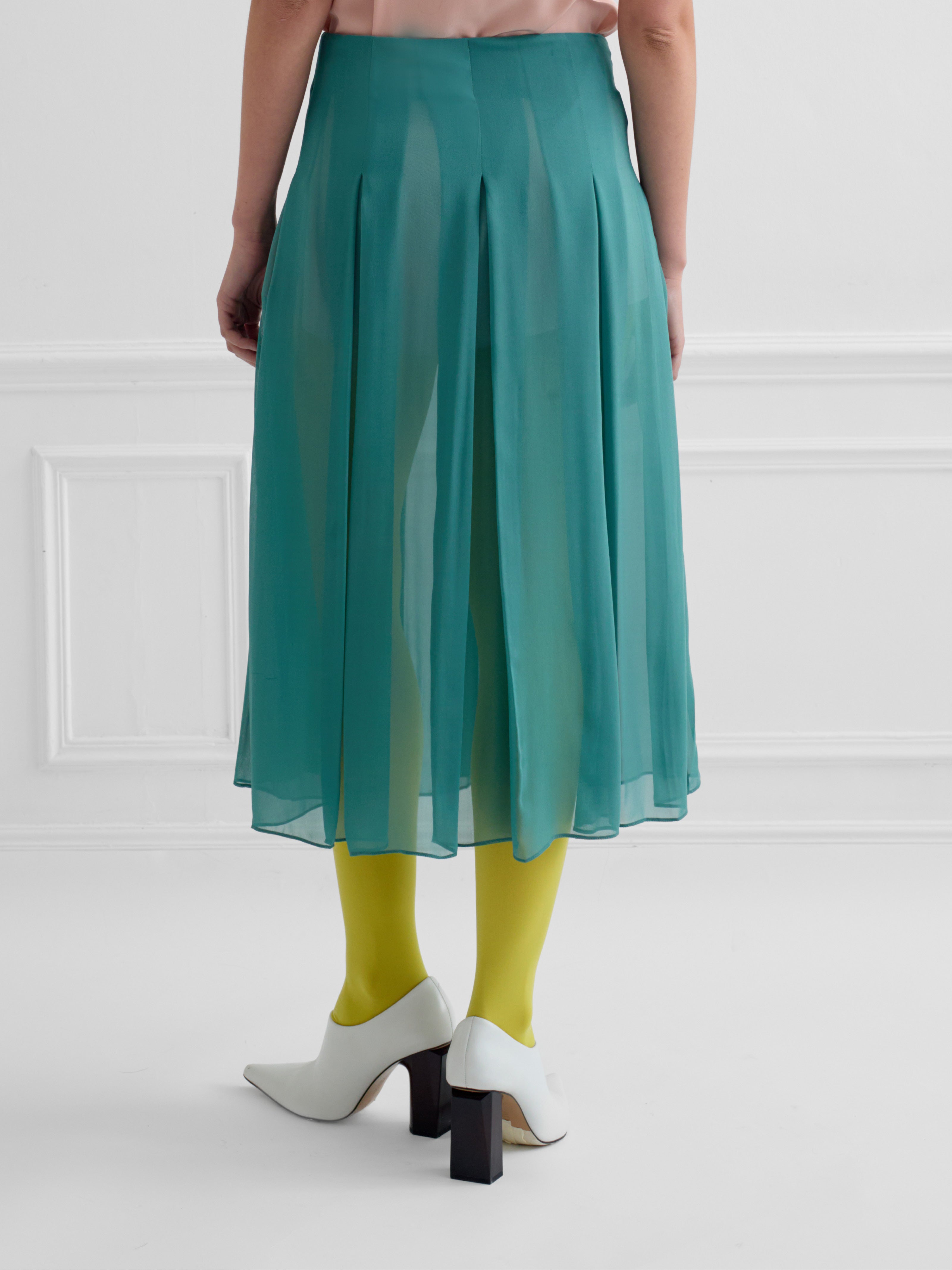 JEJU sky green - airy silk skirt
