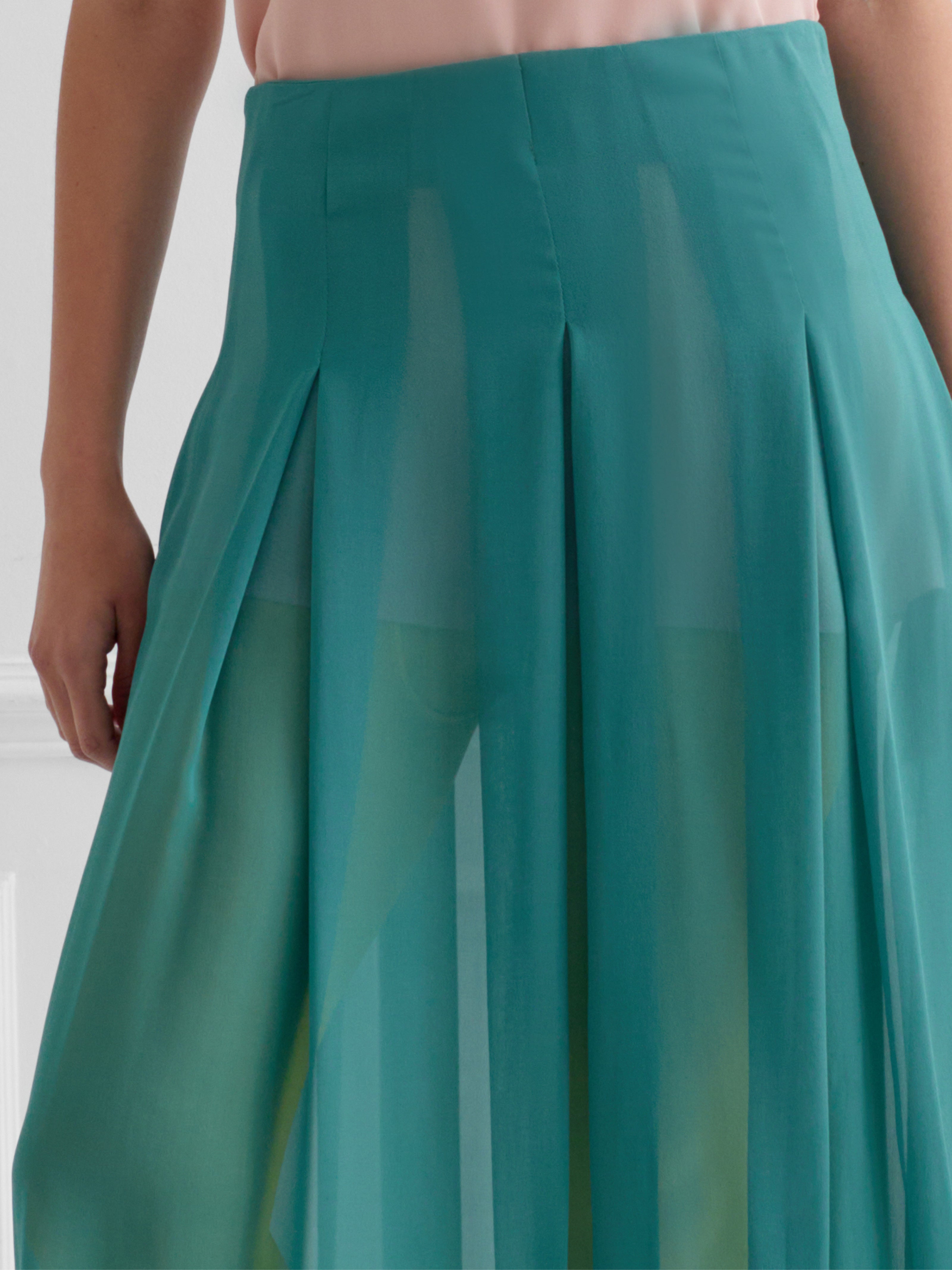JEJU sky green - airy silk skirt