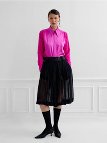 Obsidian - Silk Wide Leg Bermuda in Black