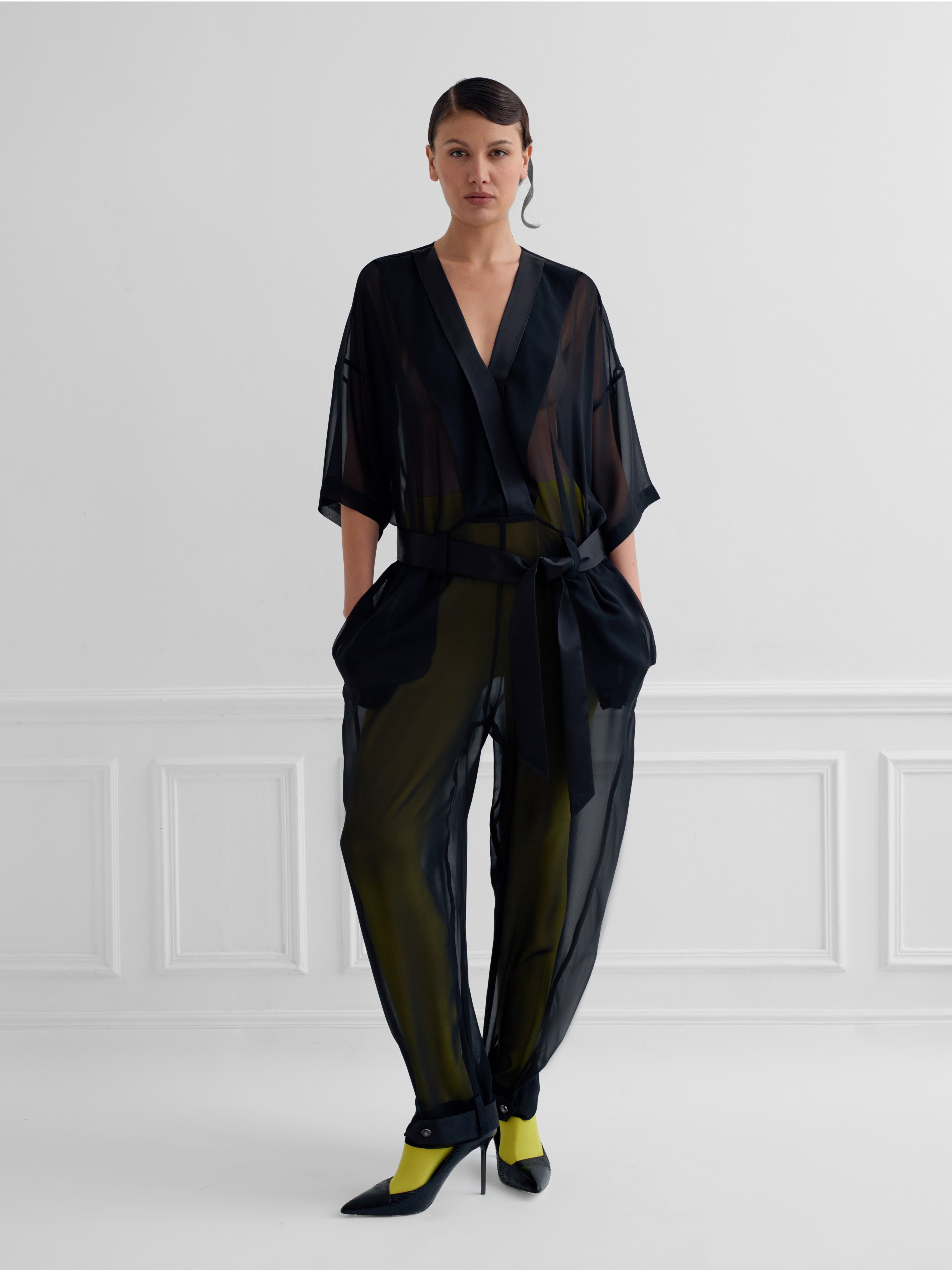 SEOARI black - sheer graphic jumpsuit