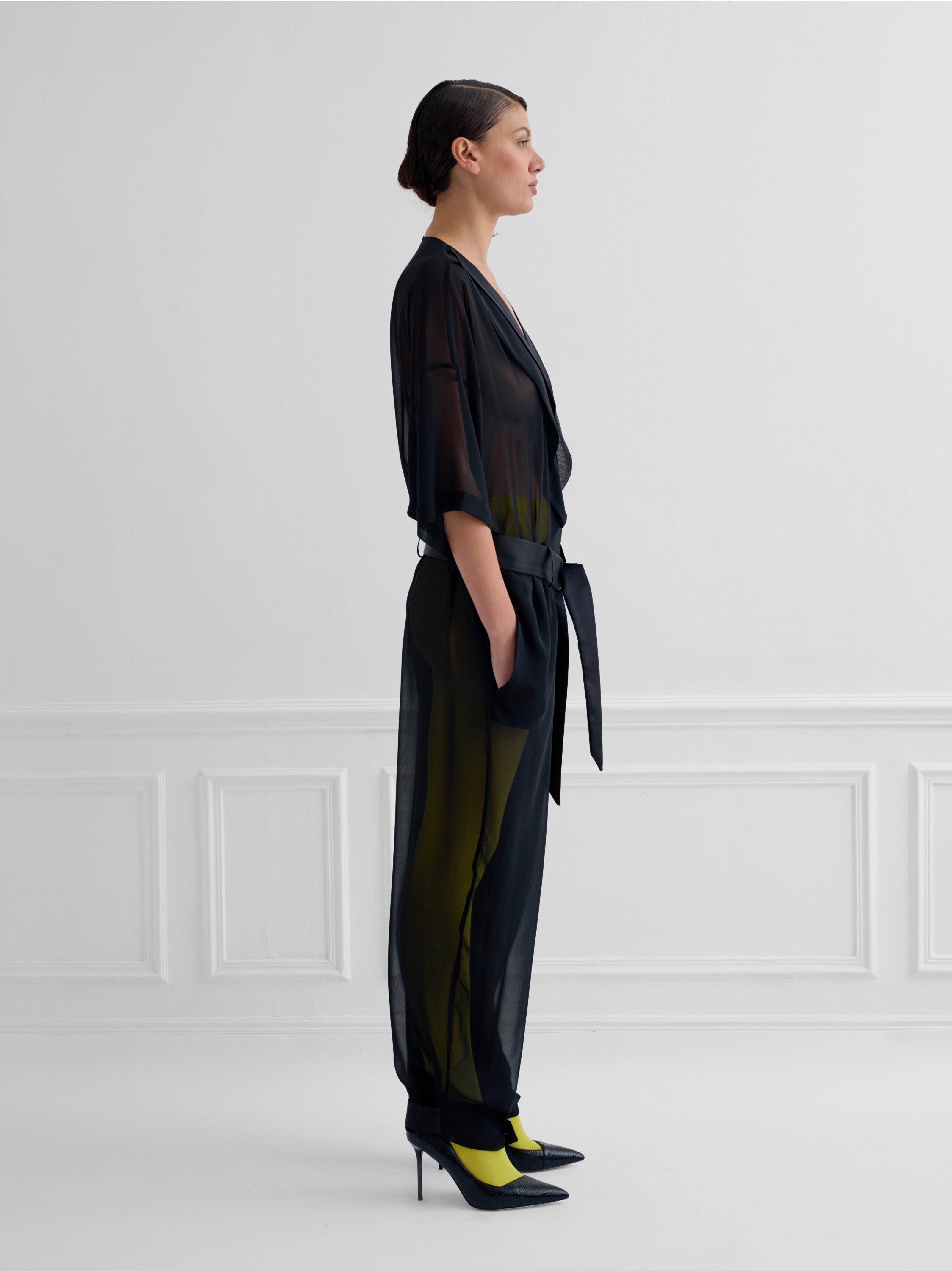 SEOARI black - sheer graphic jumpsuit