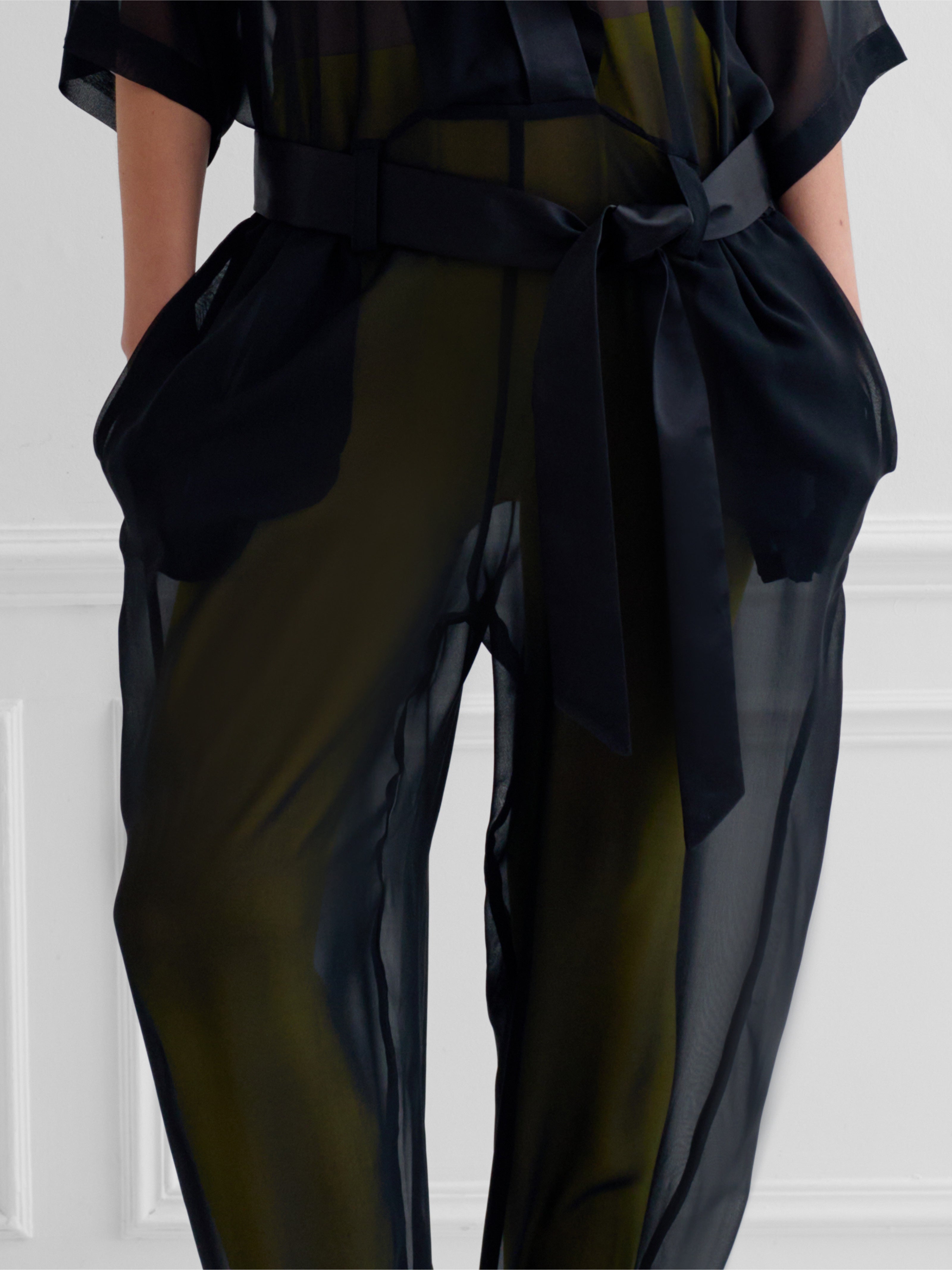SEOARI black - sheer graphic jumpsuit