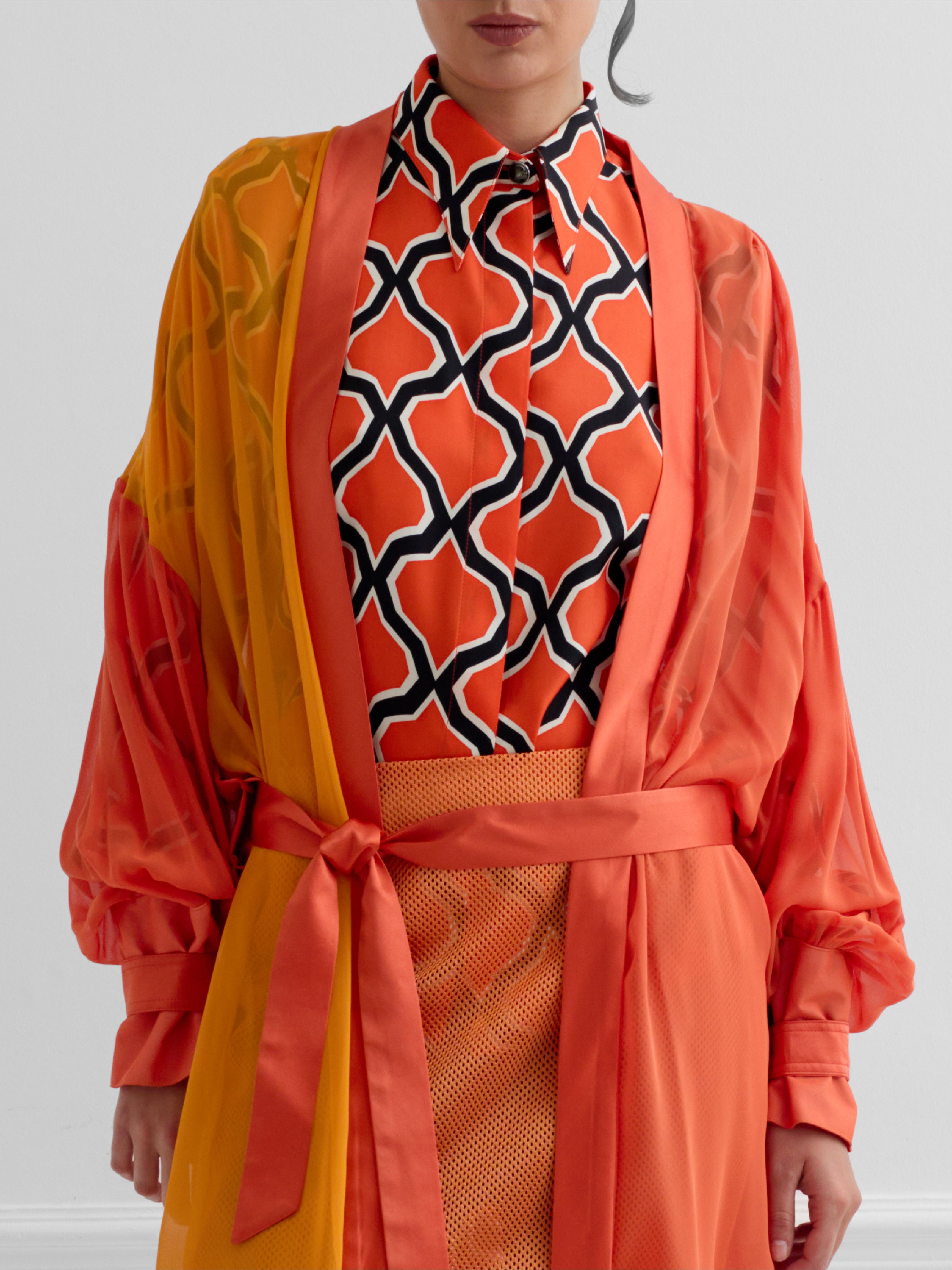 TOUCAN orange - airy silk dress