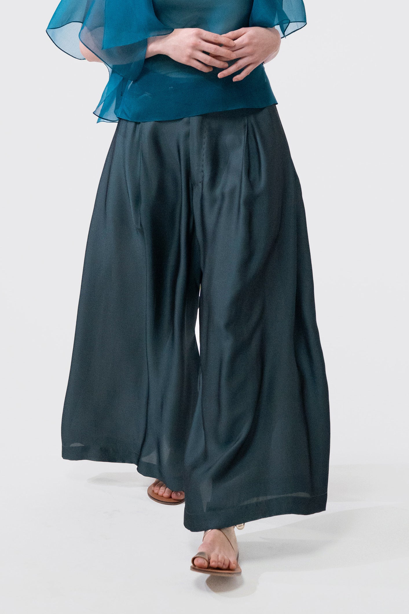 PABLO antik blue - silk viscose comfort pant