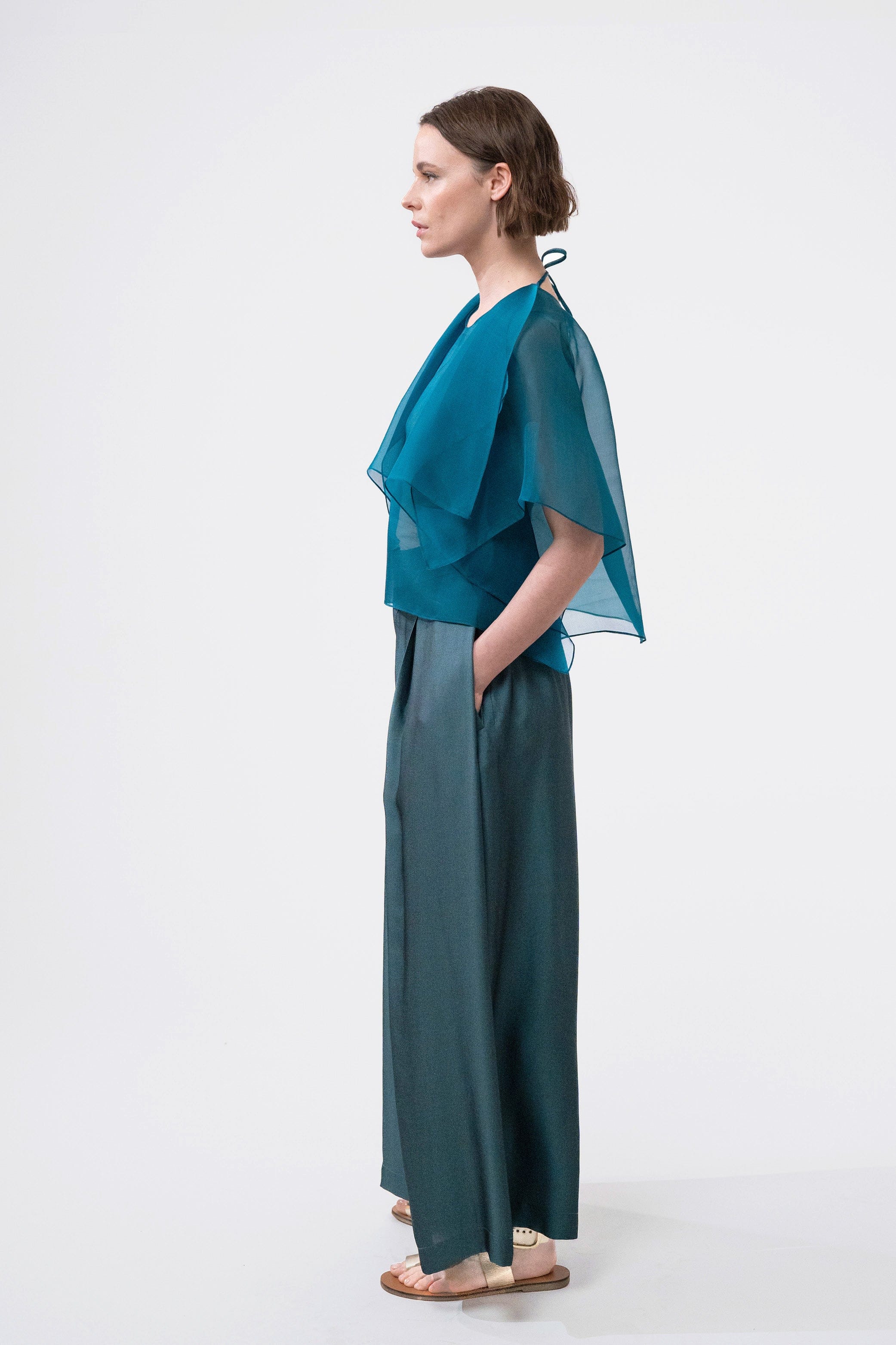 PABLO antik blue - silk viscose comfort pant