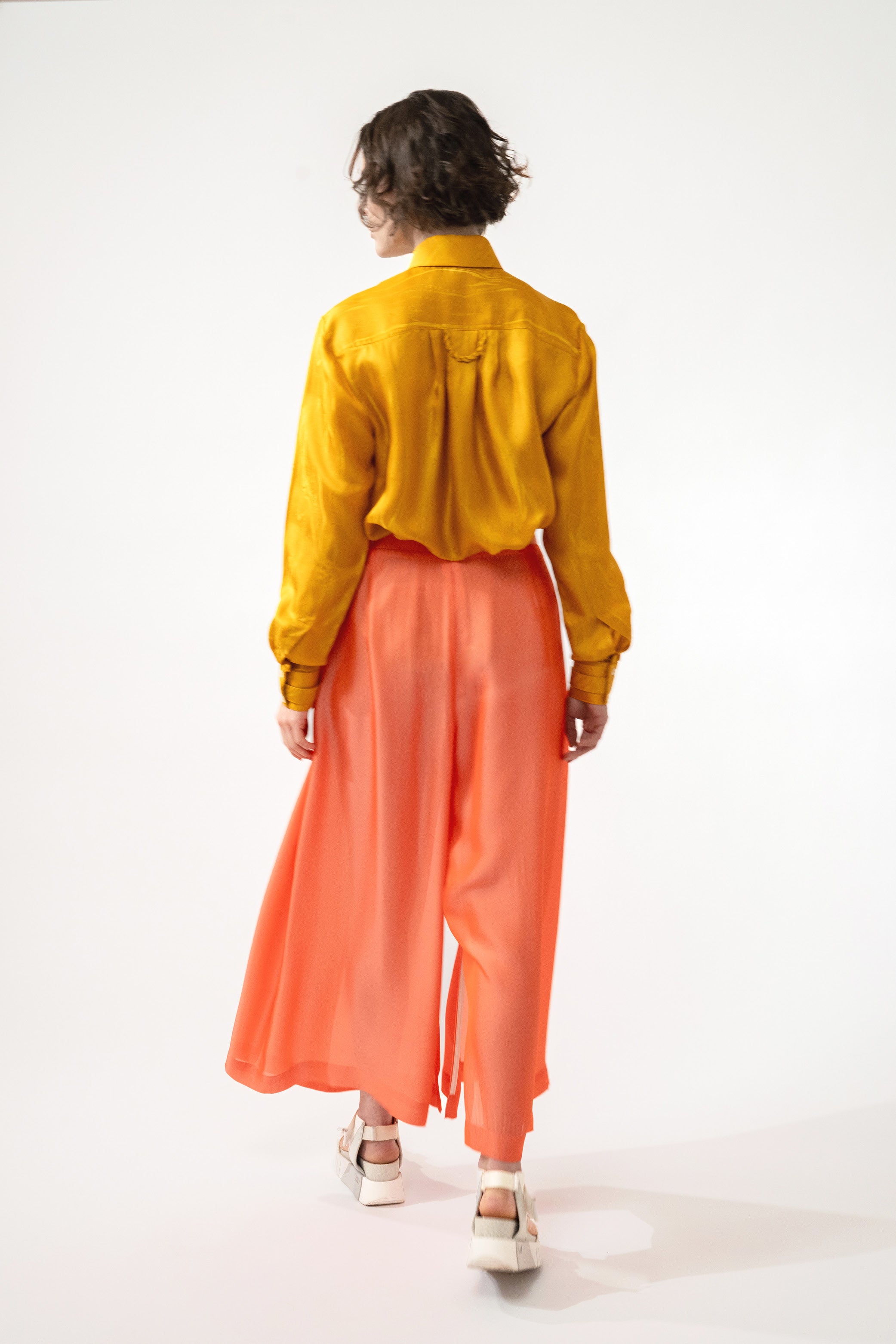 PABLO fluo salmon - silk viscose comfort pant