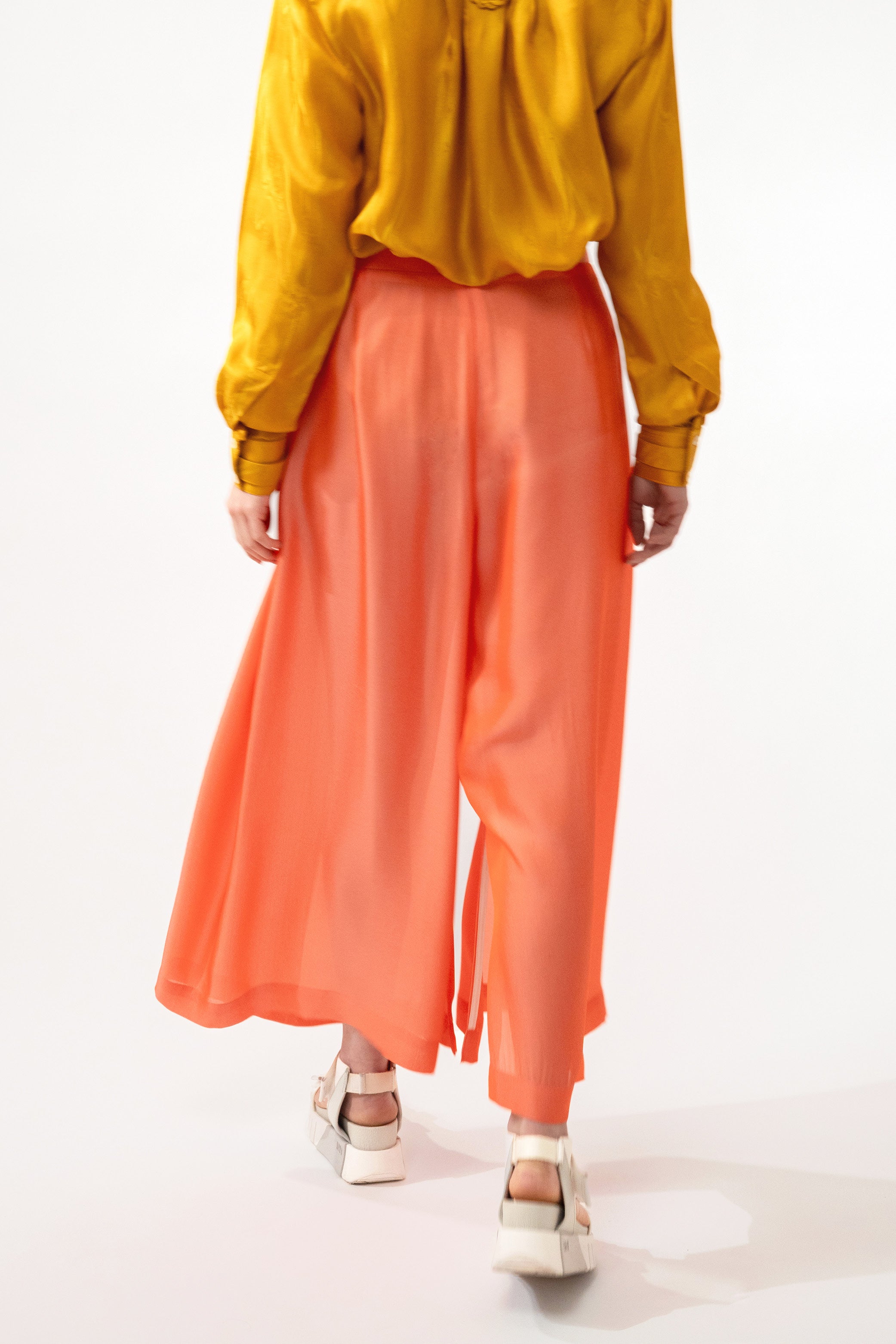 PABLO fluo salmon - silk viscose comfort pant