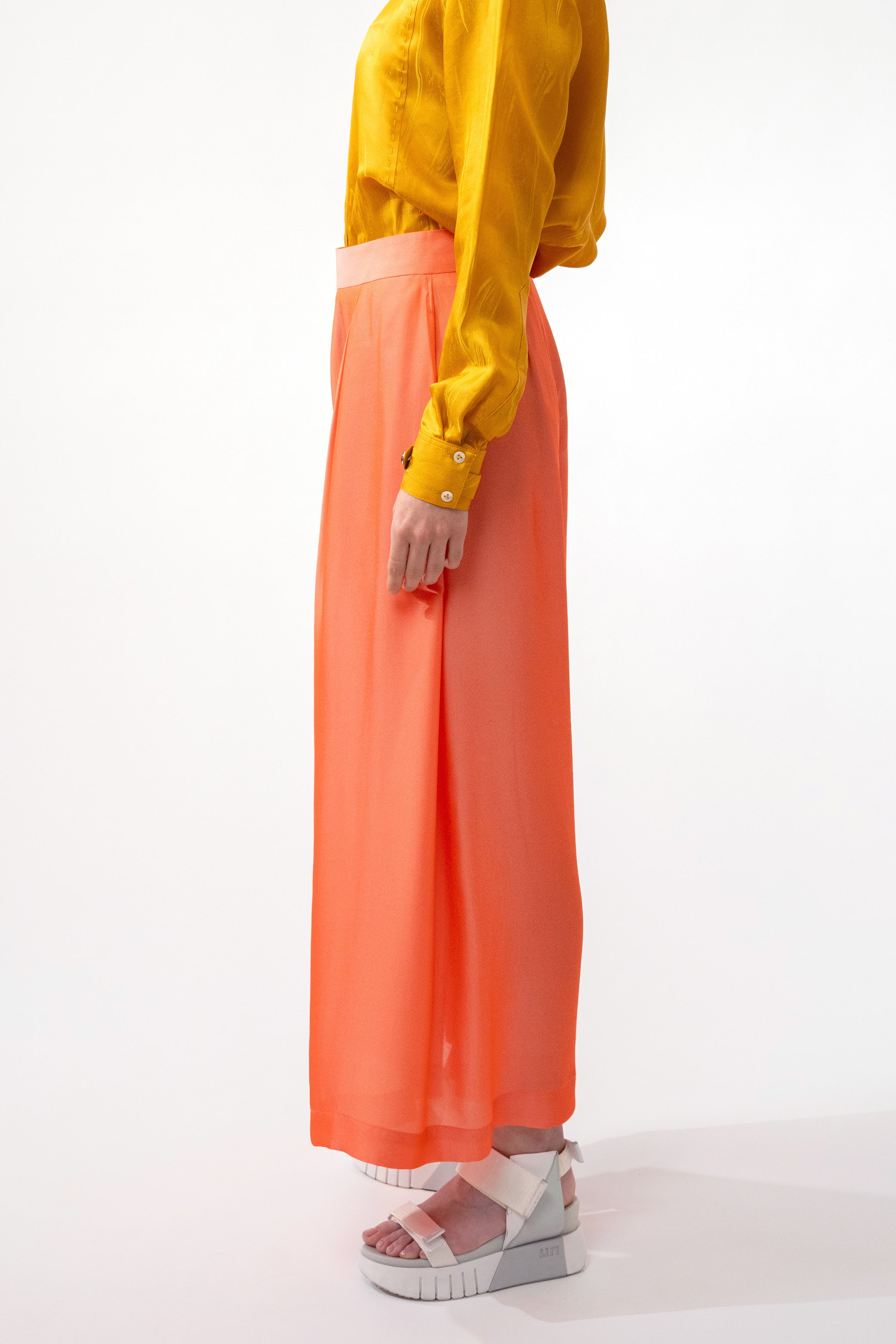 PABLO fluo salmon - silk viscose comfort pant