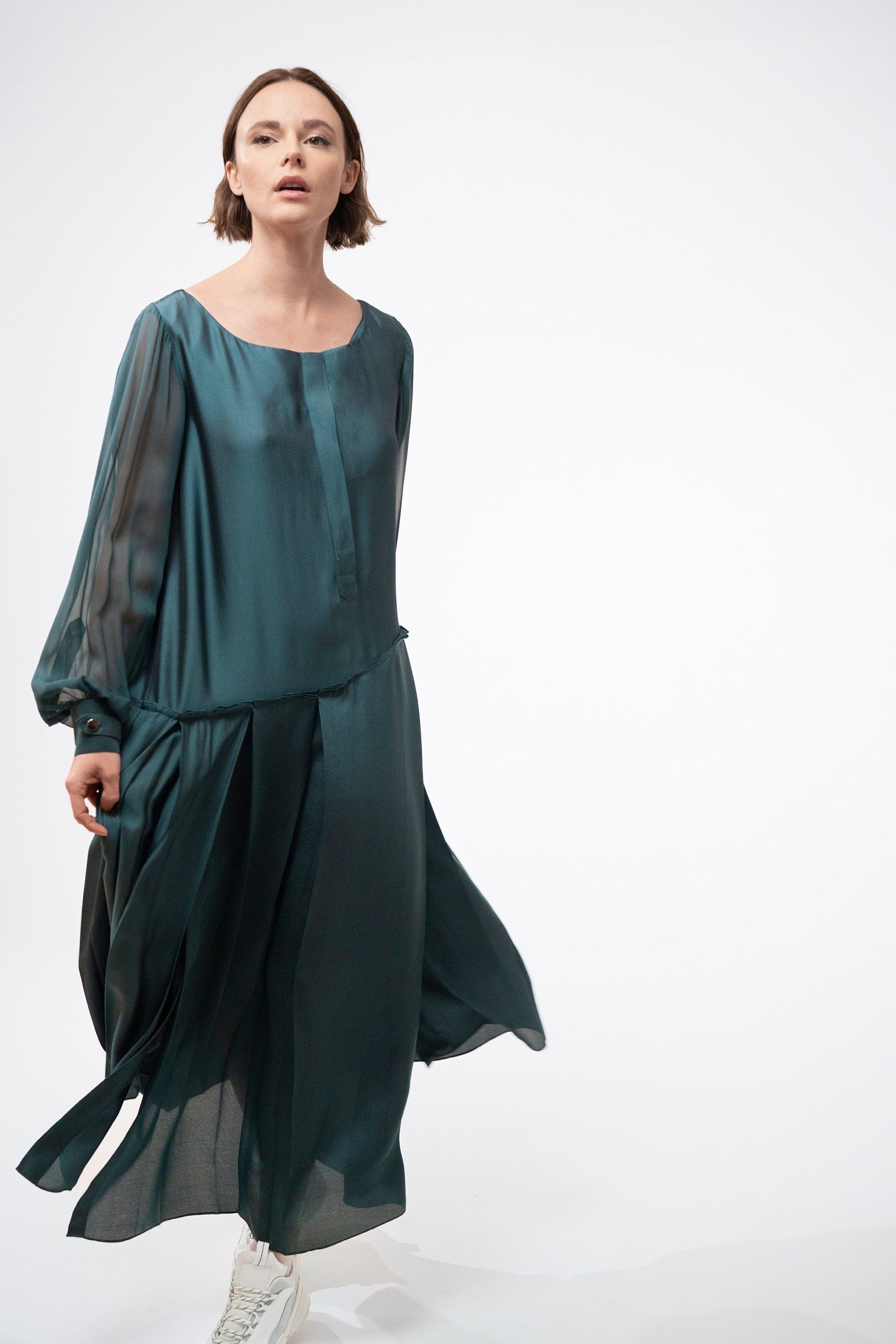 DEMETER antik blue - silk viscose casual long dress - XXL antik-blue DEMETER antik blue - silk viscose casual long dress - XXL antik-blue