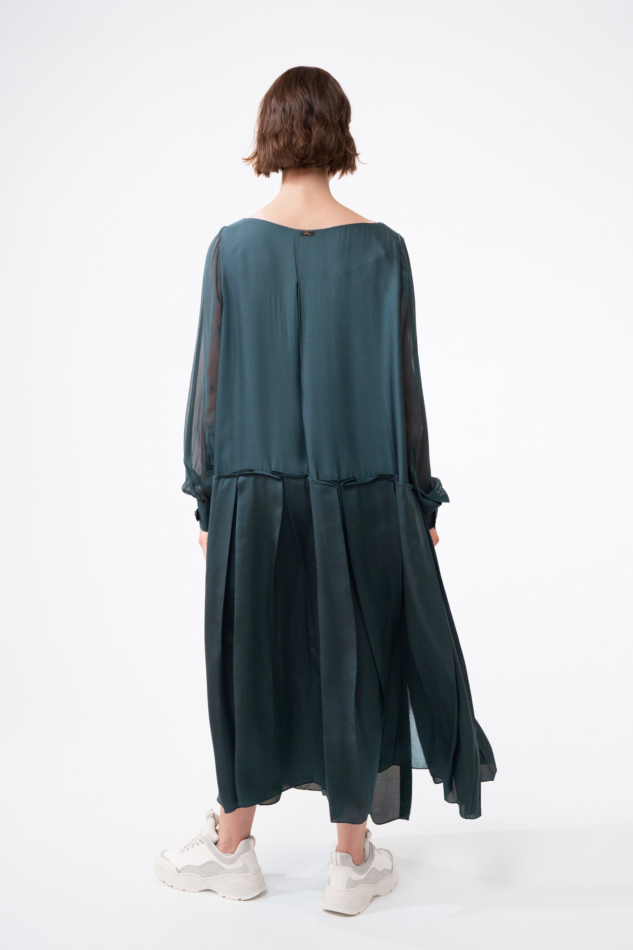 DEMETER antik blue - silk viscose casual long dress