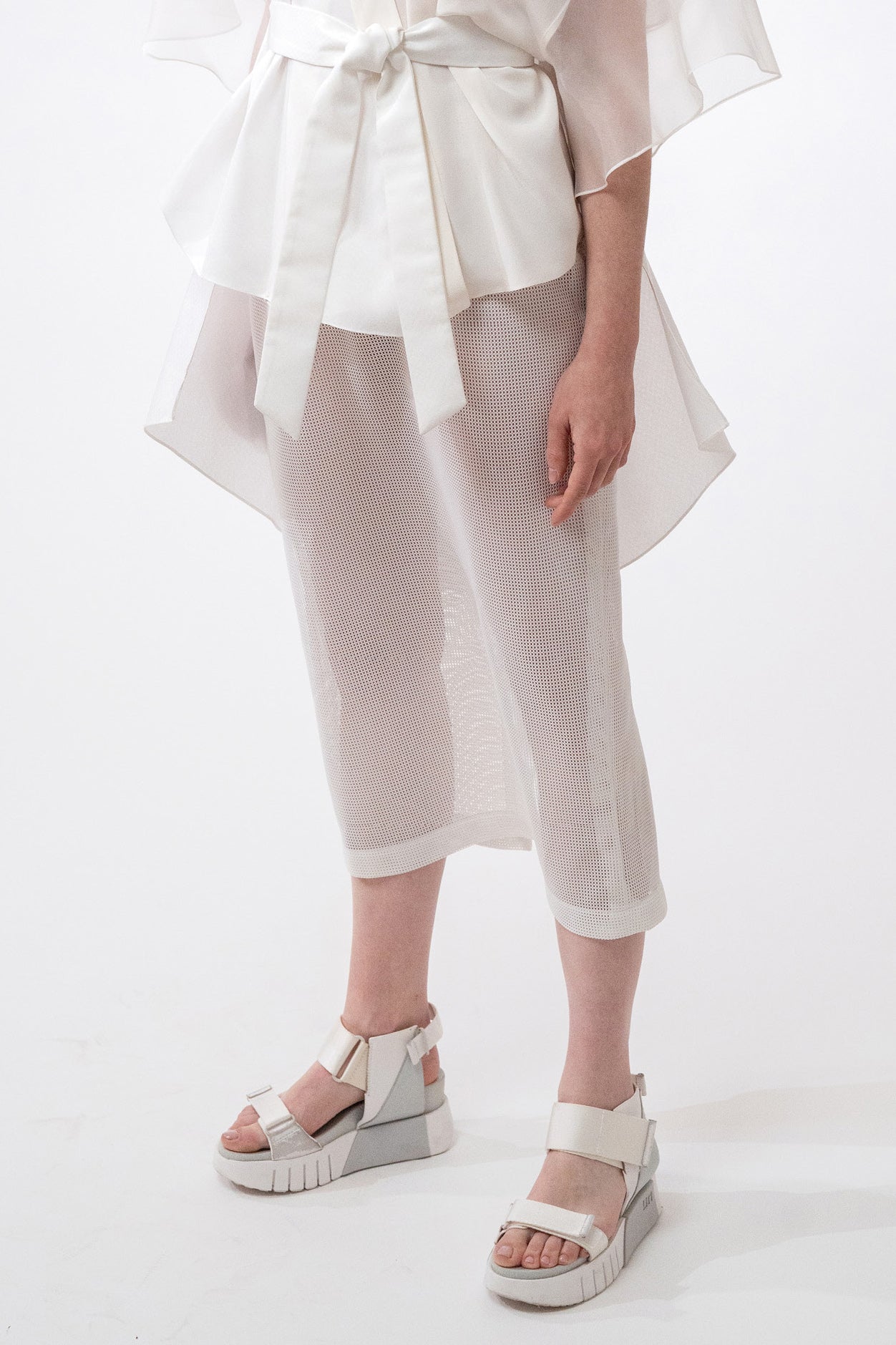 RIVOLI white - mesh midi skirt
