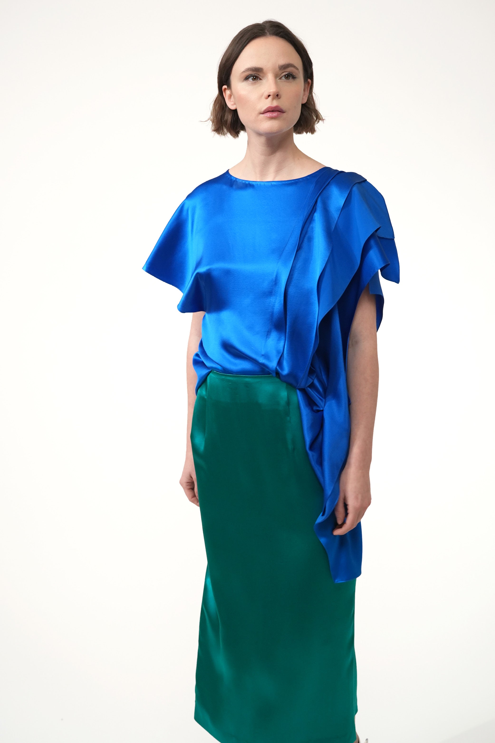 ATHE electric blue - silk draped top