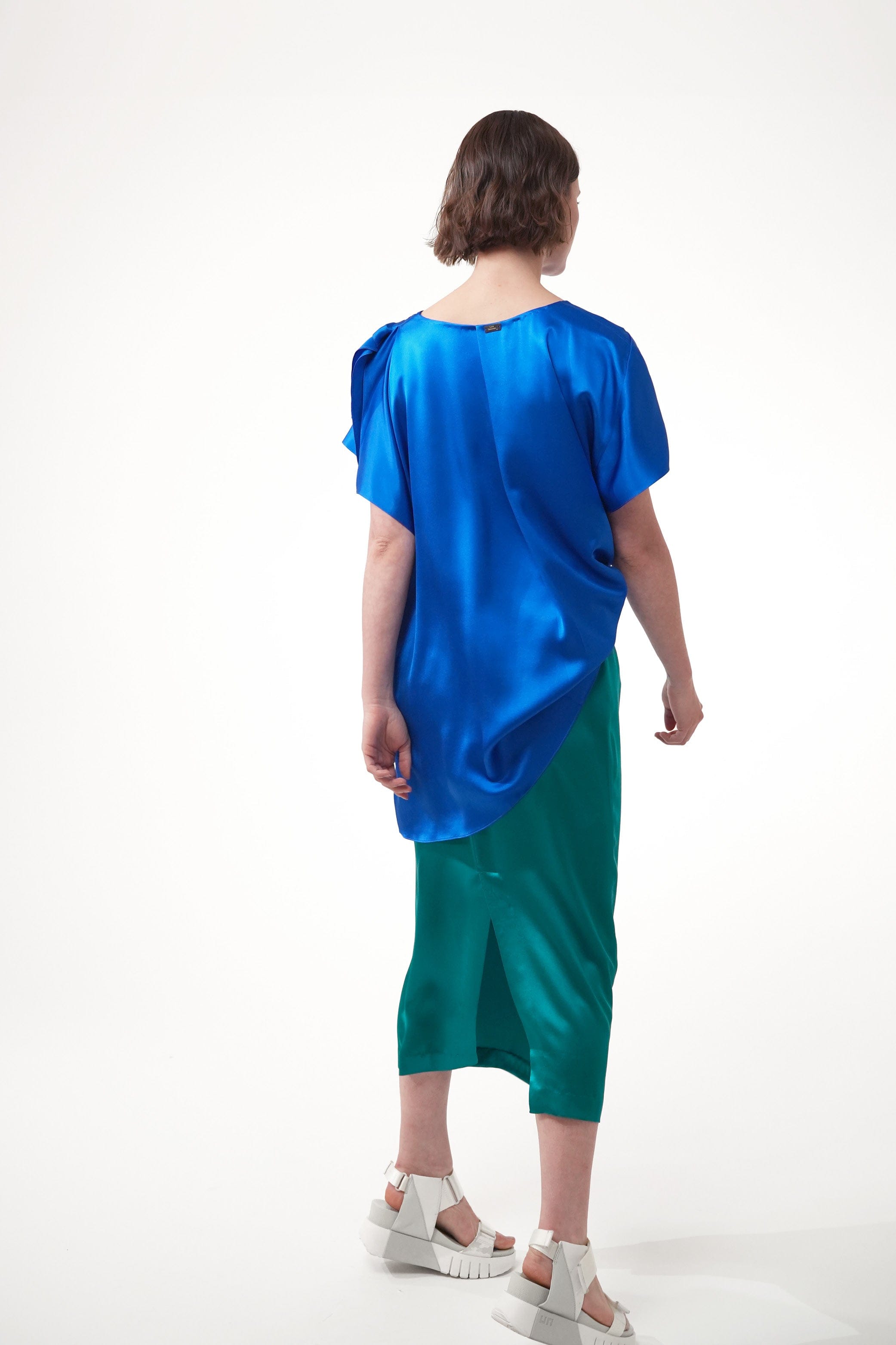 ATHE electric blue - silk draped top