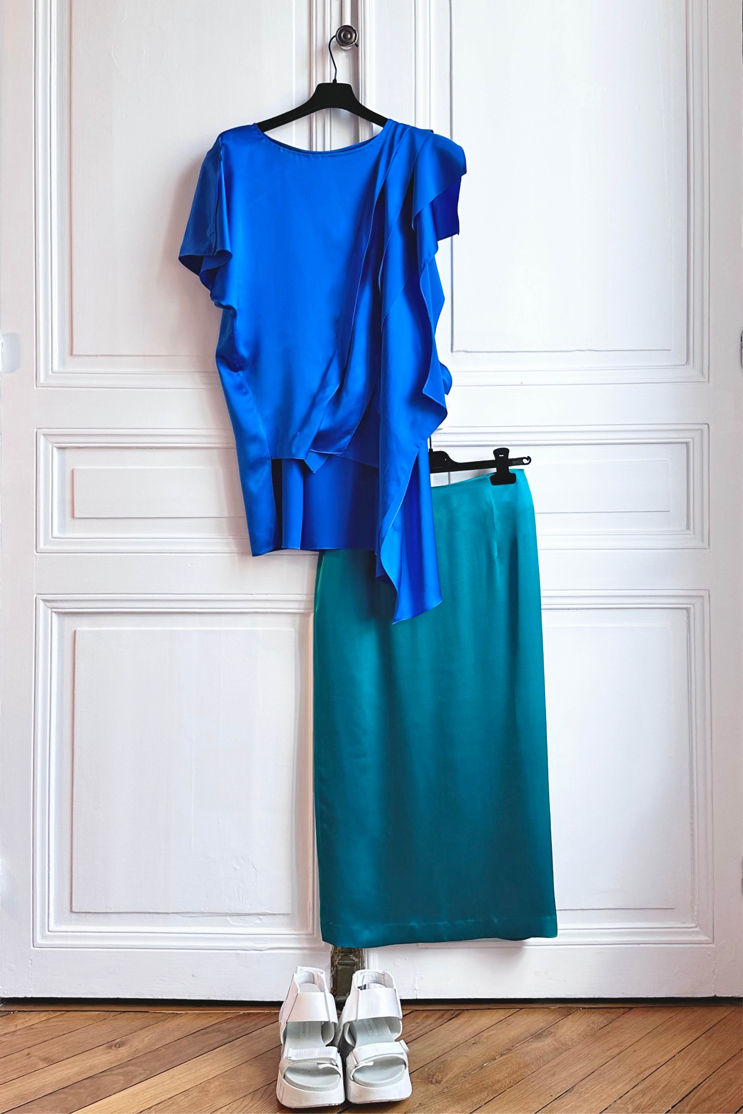 ATHE electric blue - silk draped top