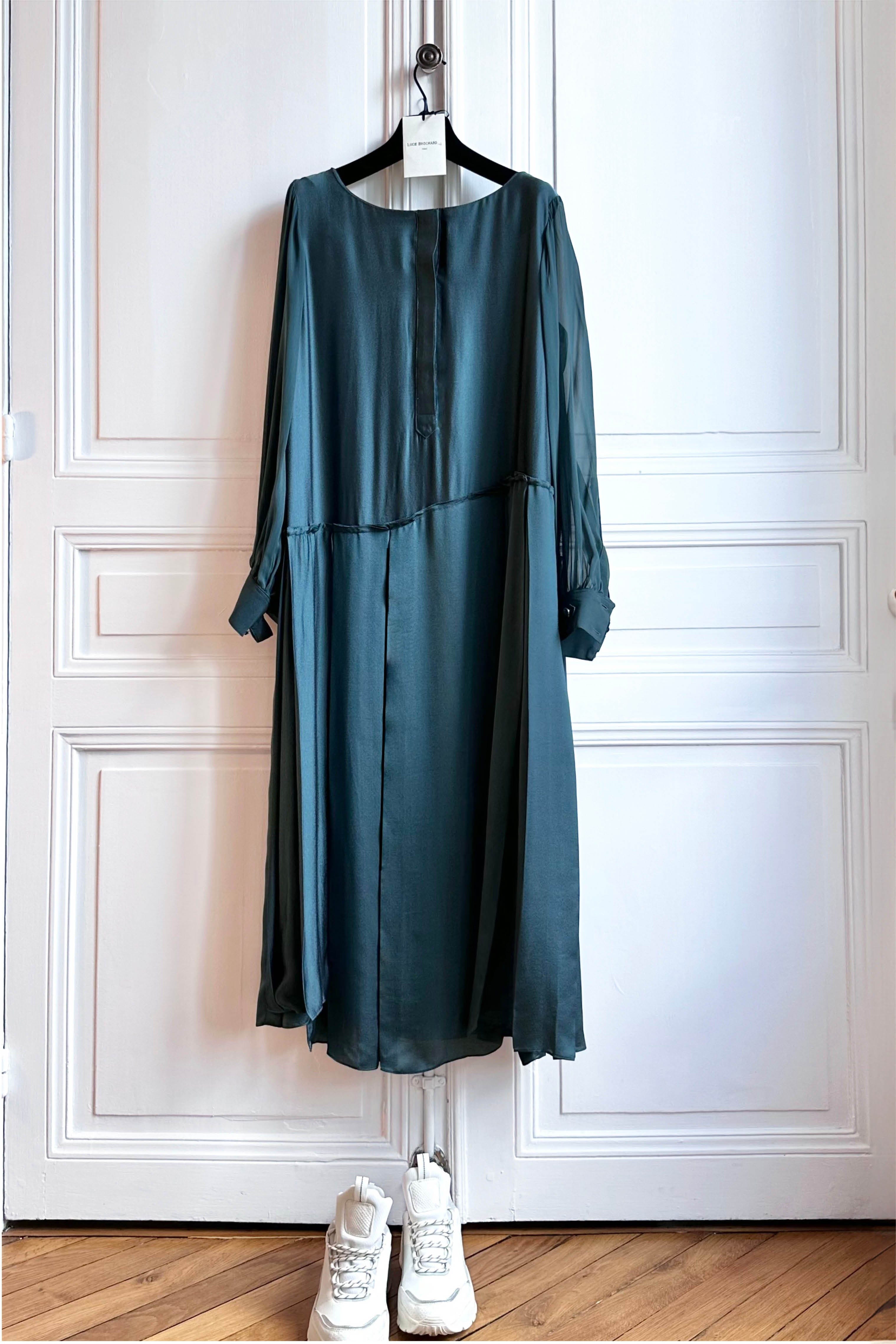 DEMETER antik blue - silk viscose casual long dress