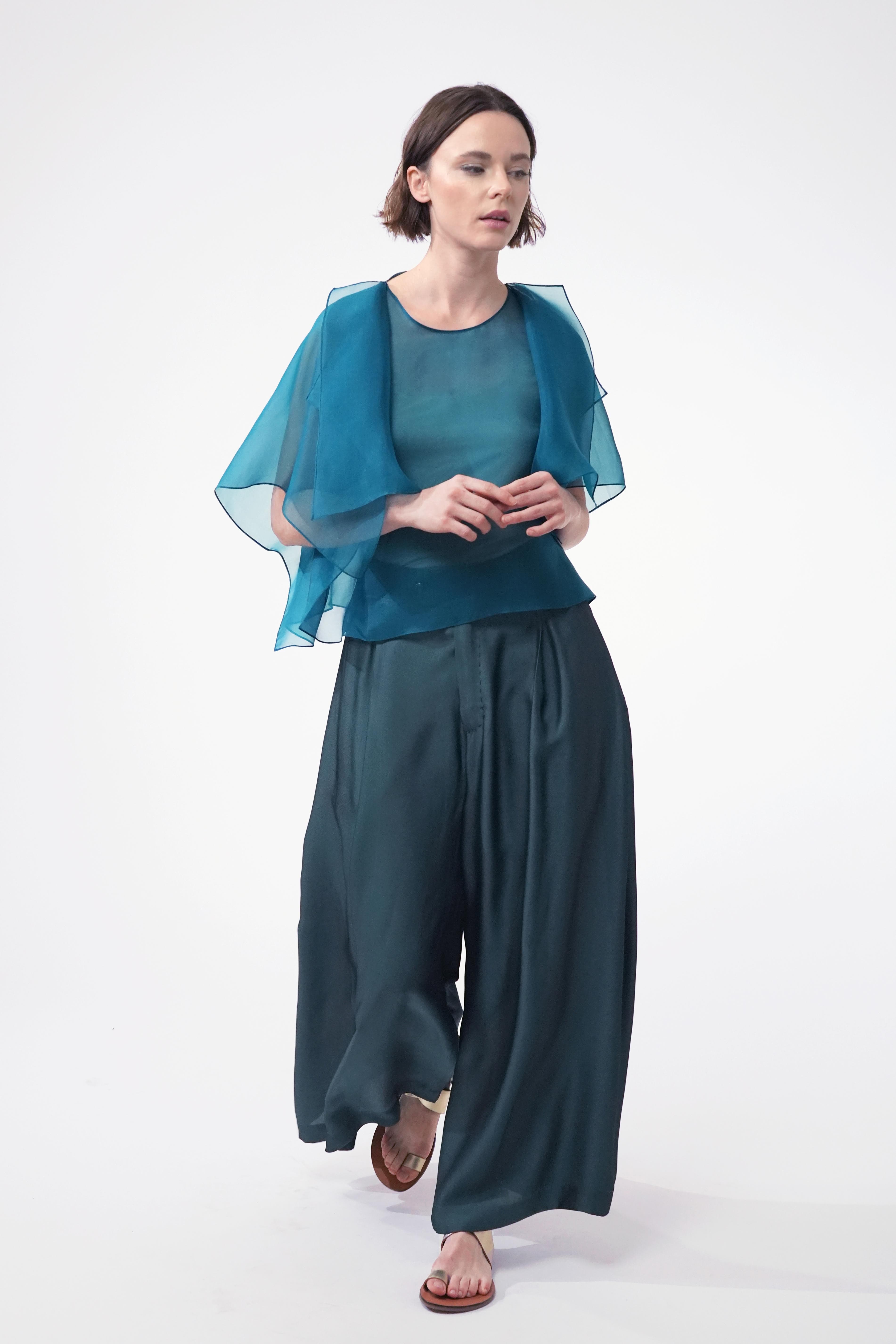 PABLO antik blue - silk viscose comfort pant