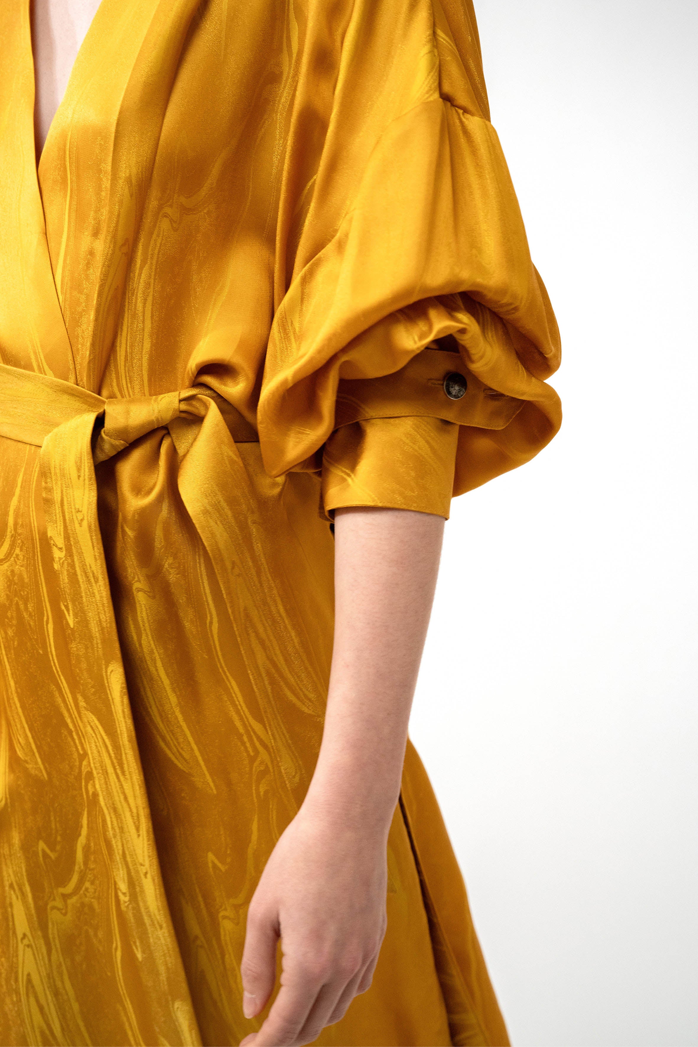 RIVIERA yellow marble - silk kimono dress