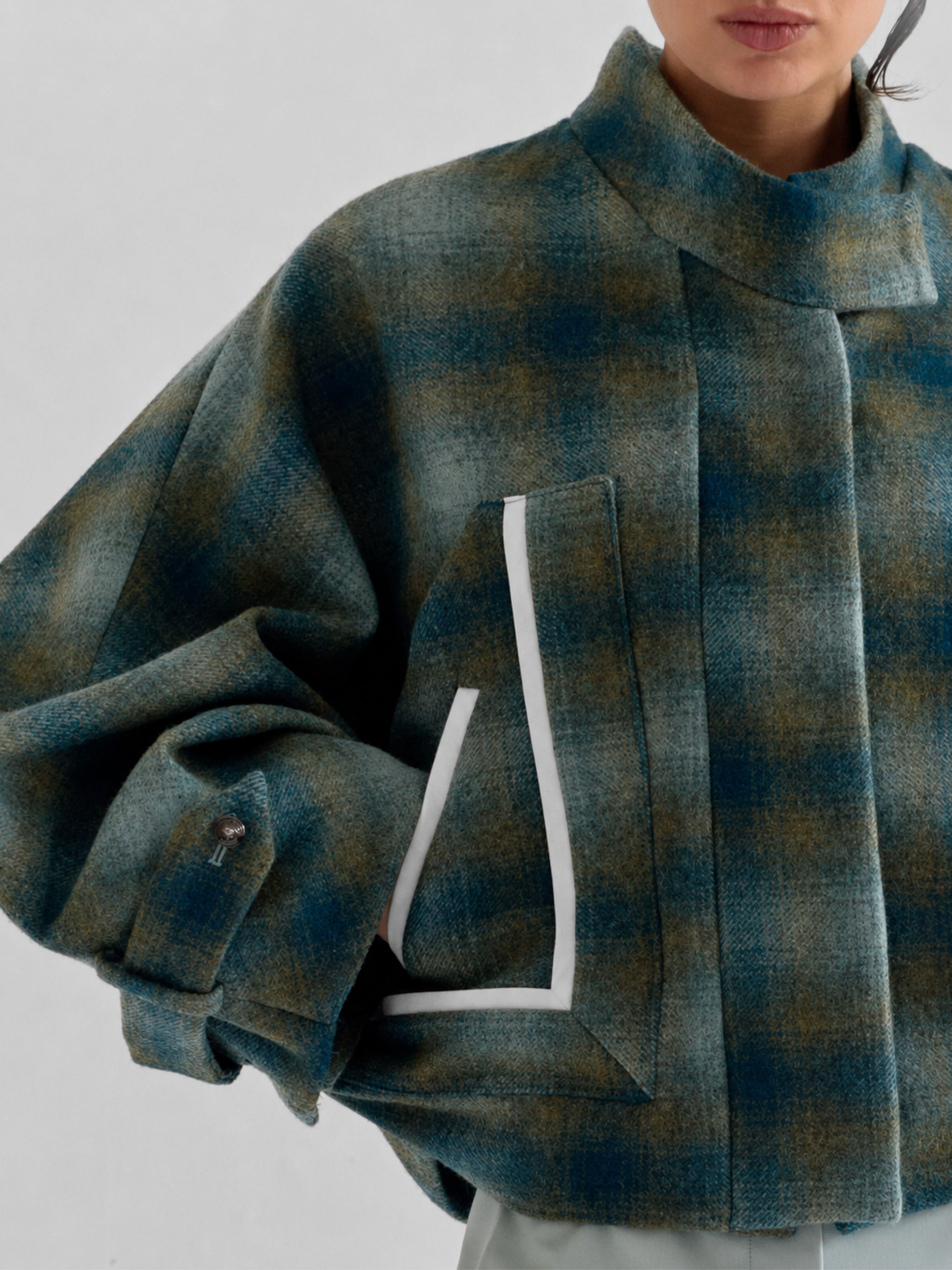HONGDAE green gradient tartan - wool blazer
