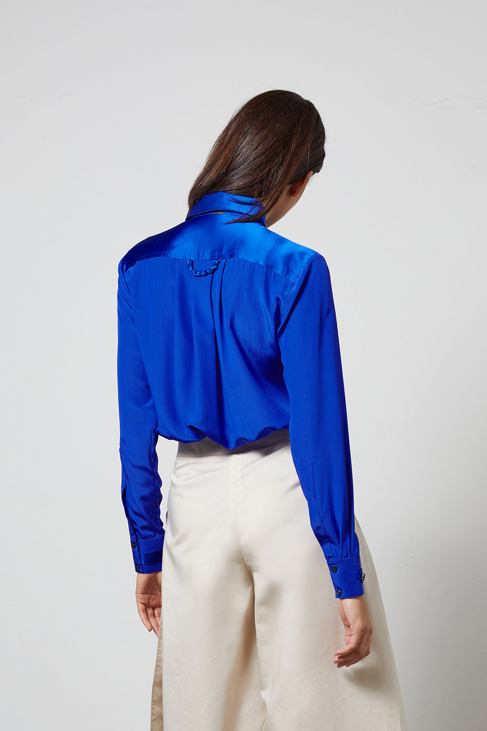LOCK electric blue - silk shirt