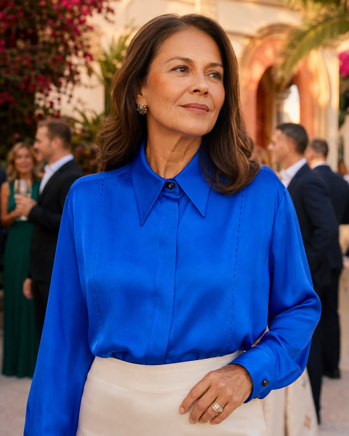 Lock - Silk Shirt in Electric Blue