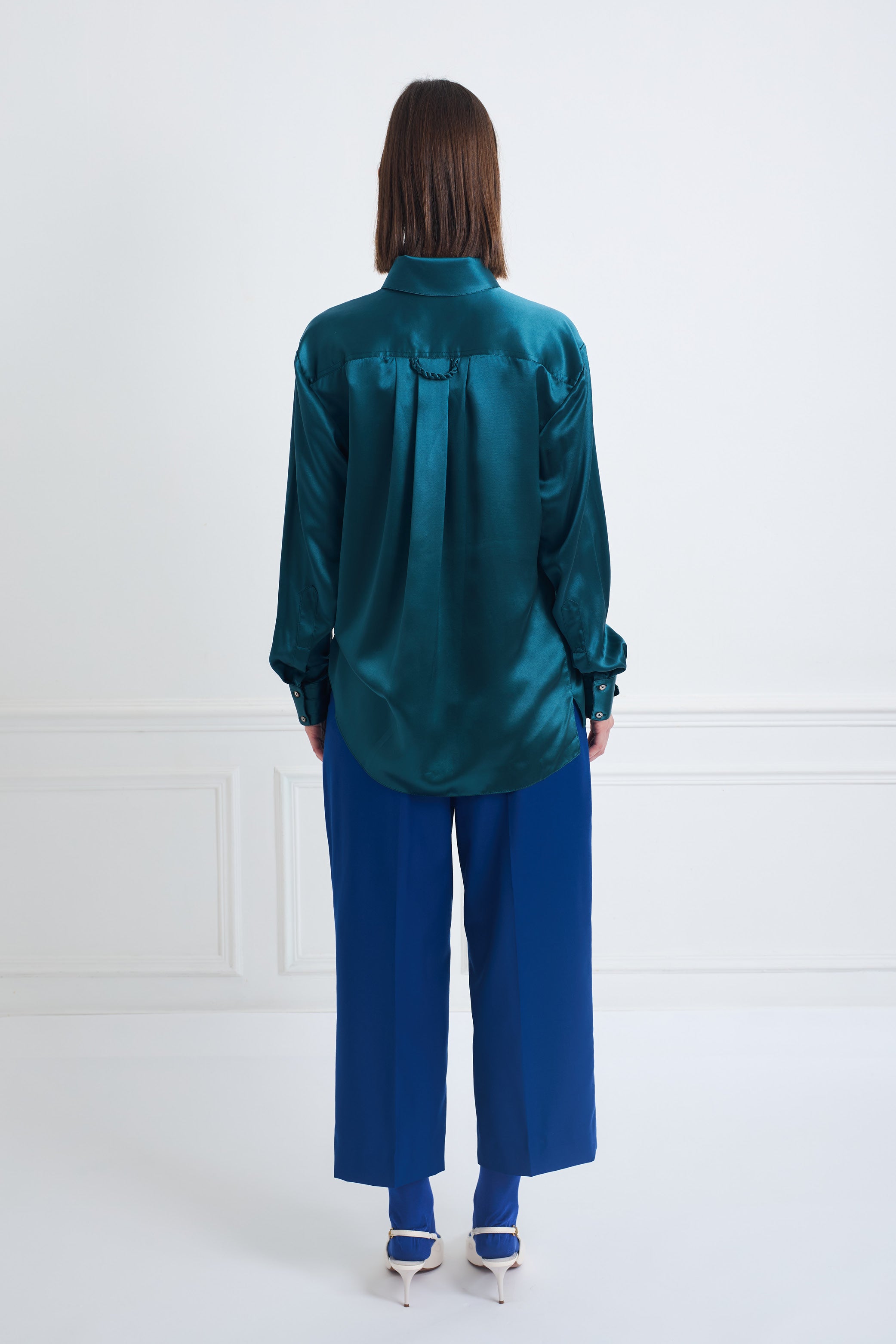LOCK peacock green - silk shirt