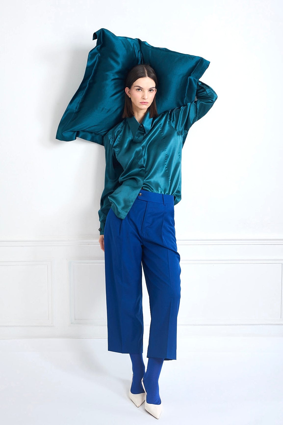 LOCK peacock green - silk shirt