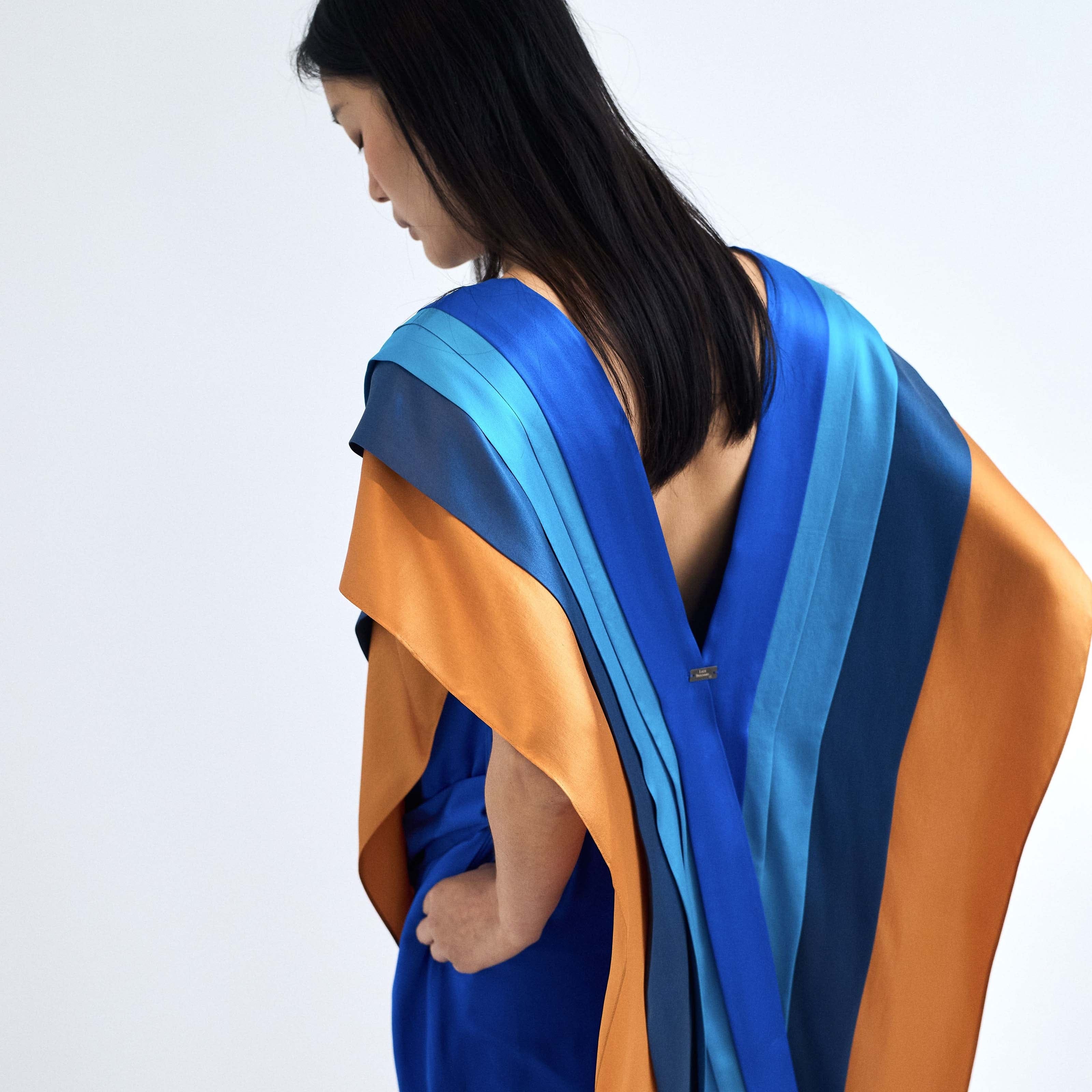 CHAVELA electric blue - silk pleated dress