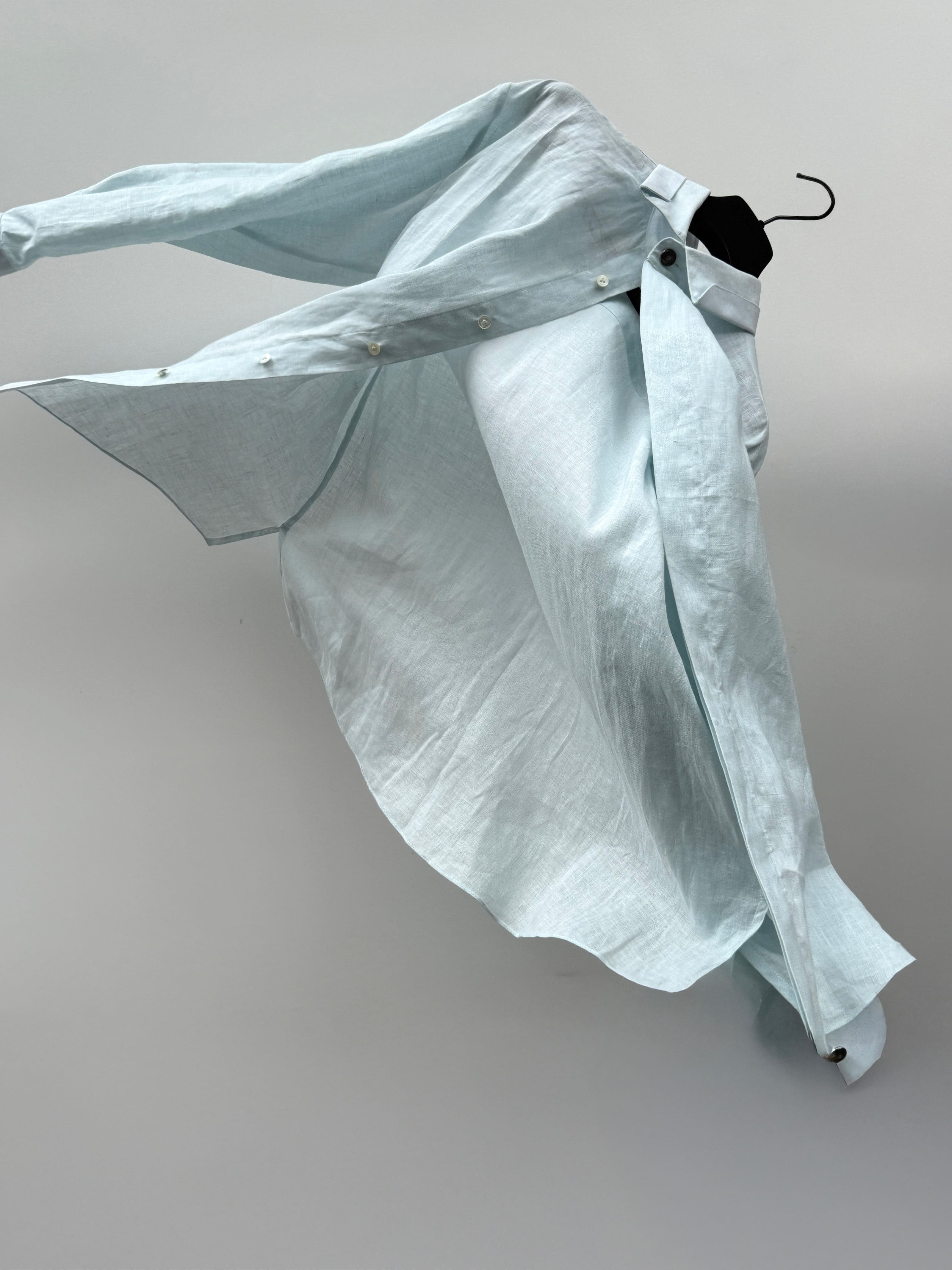 Pap - Oversize Linen Shirt in Mist Blue