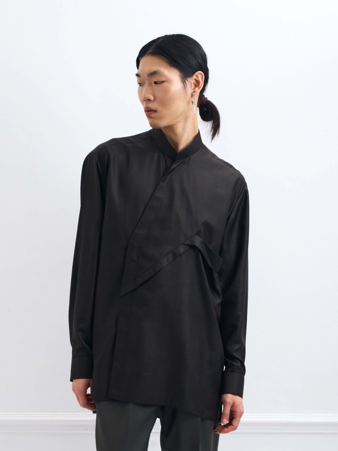 CROSS SHIRT black bat - oversize unisex silk blouse