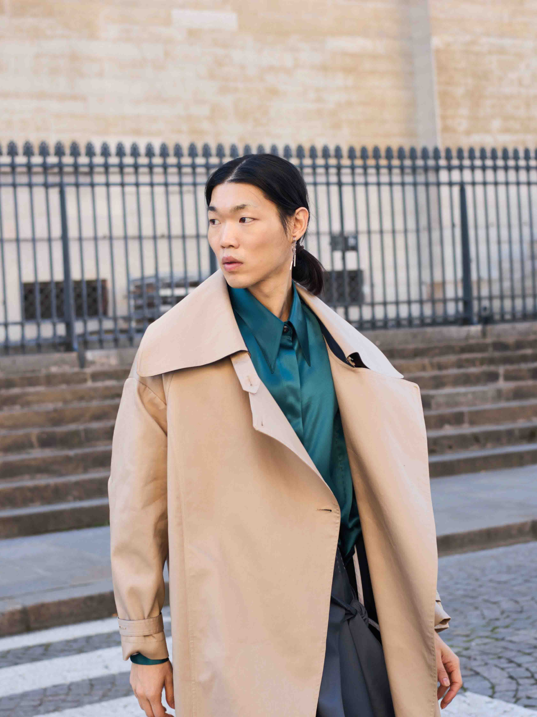 MALTESE beige - mid-length cotton trench coat