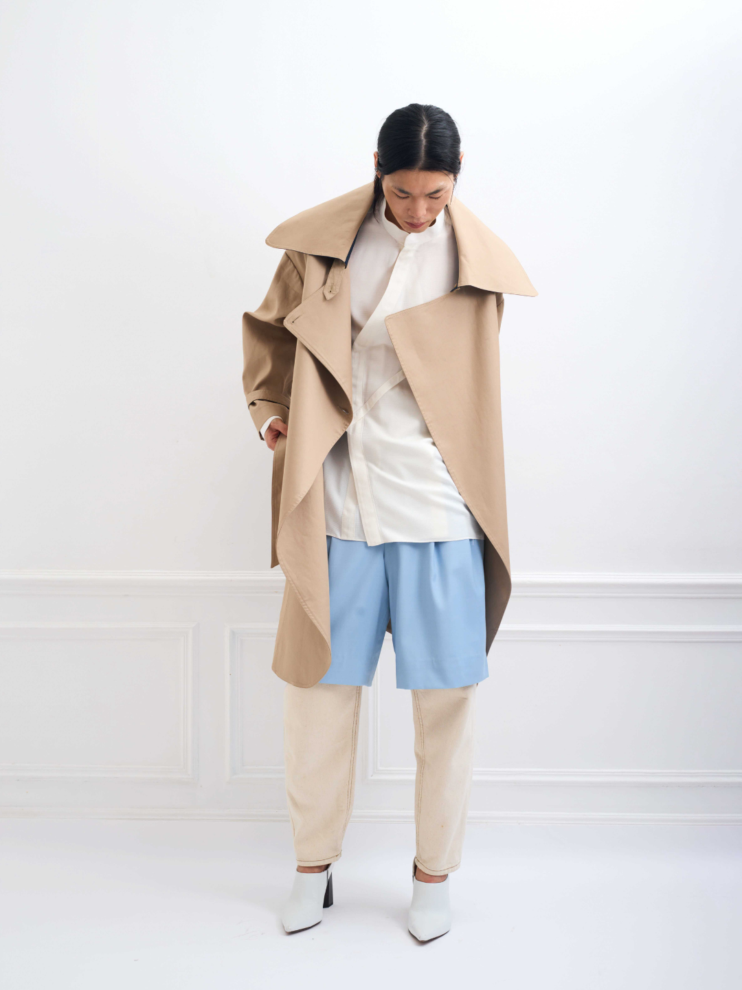MALTESE beige - mid-length cotton trench coat