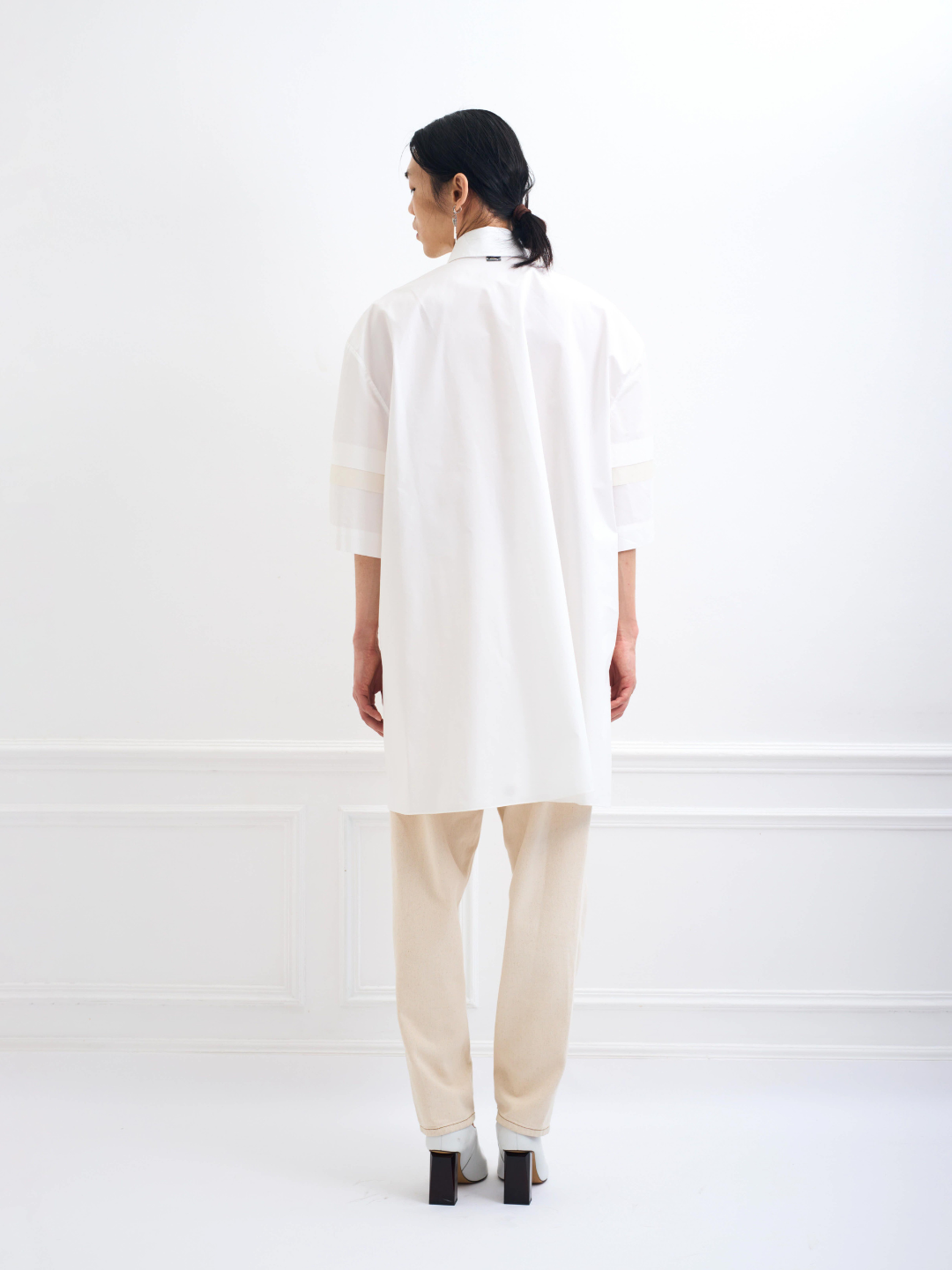 NARCO white - oversized cotton shirt dress