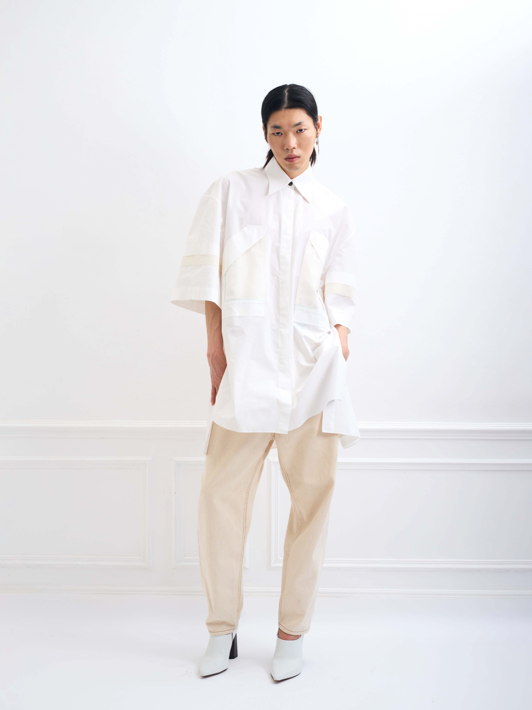 cotton oversized shirt dress Calvin Klein Jeans Lv047c022g Long Sleeve Short Dress White XS Woman
