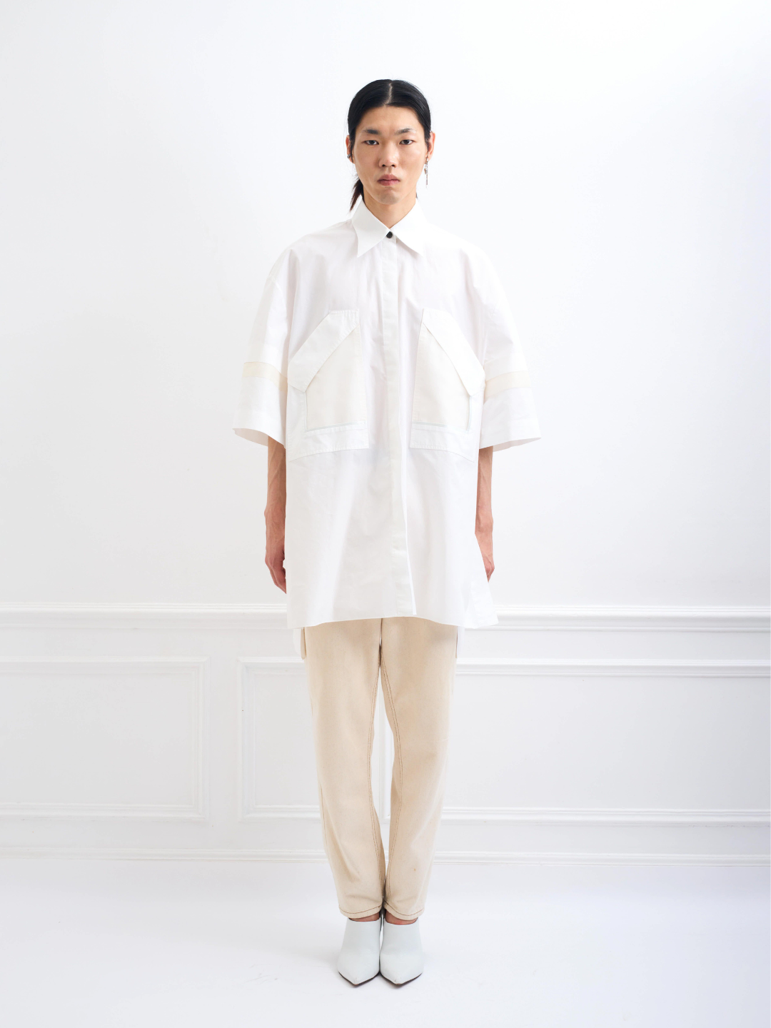 NARCO white - oversized cotton shirt dress