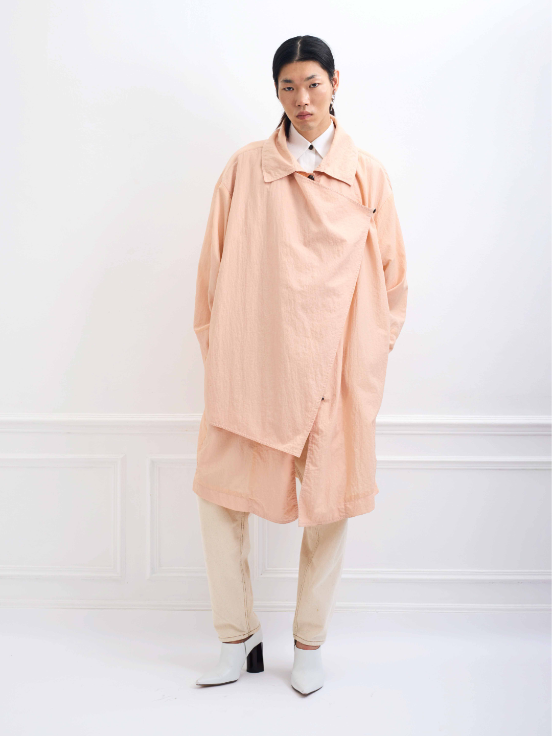 TOLTEC pastel pink - nylon unisex oversize raincoat