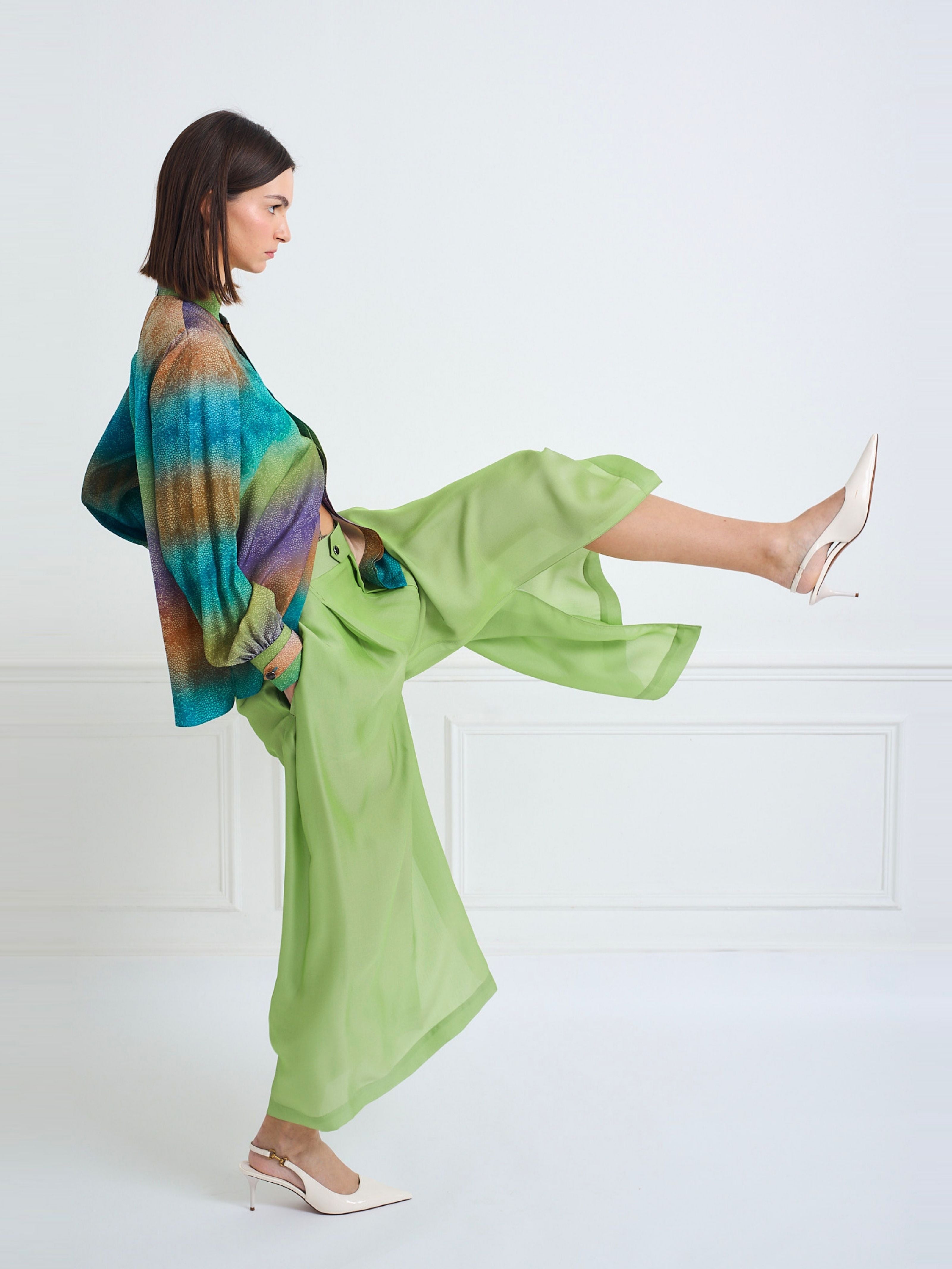 PABLO apple green - silk viscose comfort pant