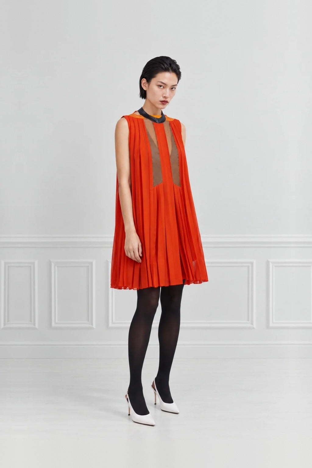 Mauroy - Printed Silk Dress in Orange
