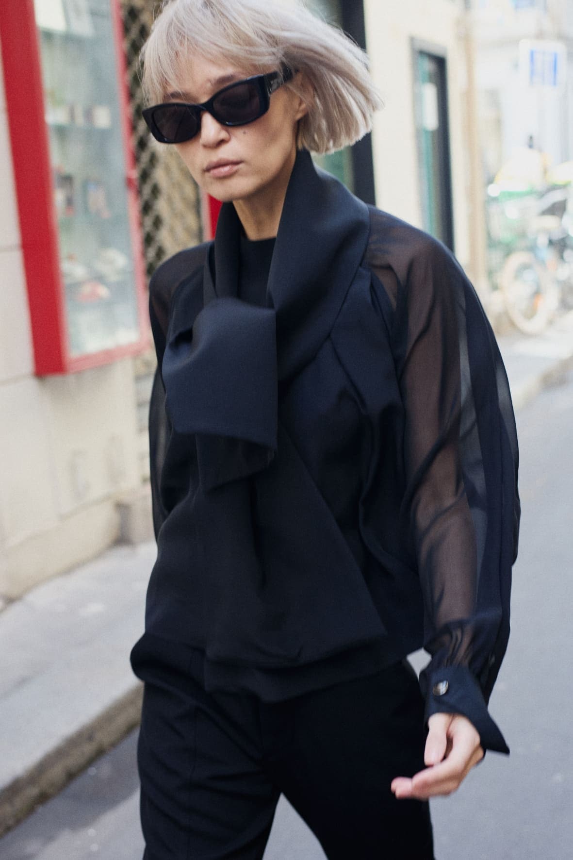 CLY black - silk scarf top