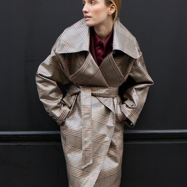 MALTESE Prince of Wales - wool trench coat